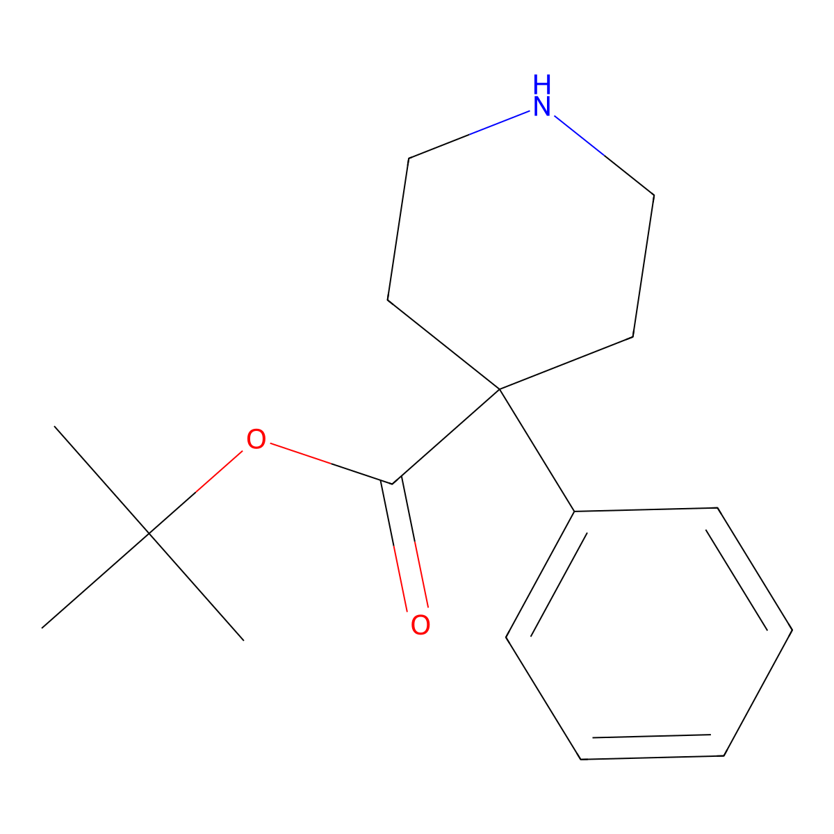 Tert-butyl 4-phenylpiperidine-4-carboxylate molecular structure, CAS 1275834-71-3