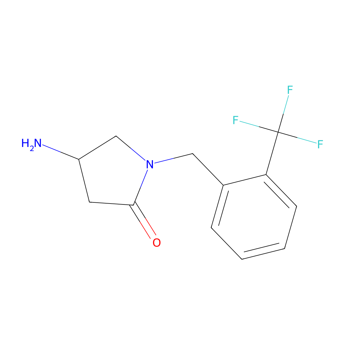 4-Amino-1-{[2-(trifluoromethyl)phenyl]methyl}pyrrolidin-2-one molecular structure, CAS 1275836-83-3