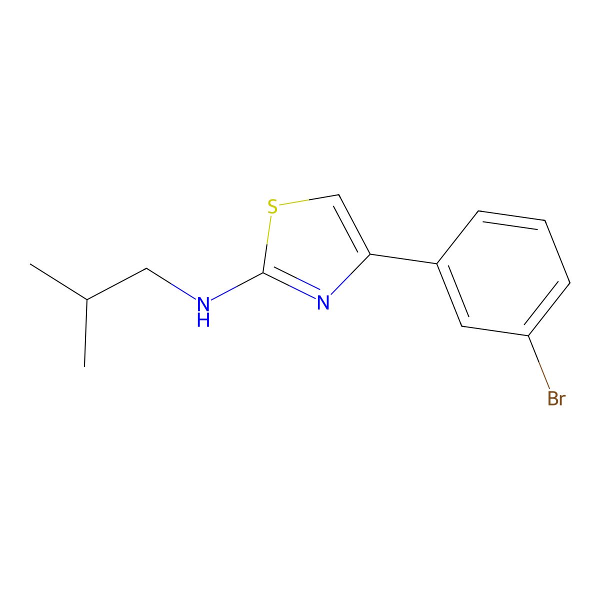 4-(3-bromophenyl)-N-(2-methylpropyl)-1,3-thiazol-2-amine molecular structure, CAS 1275853-51-4
