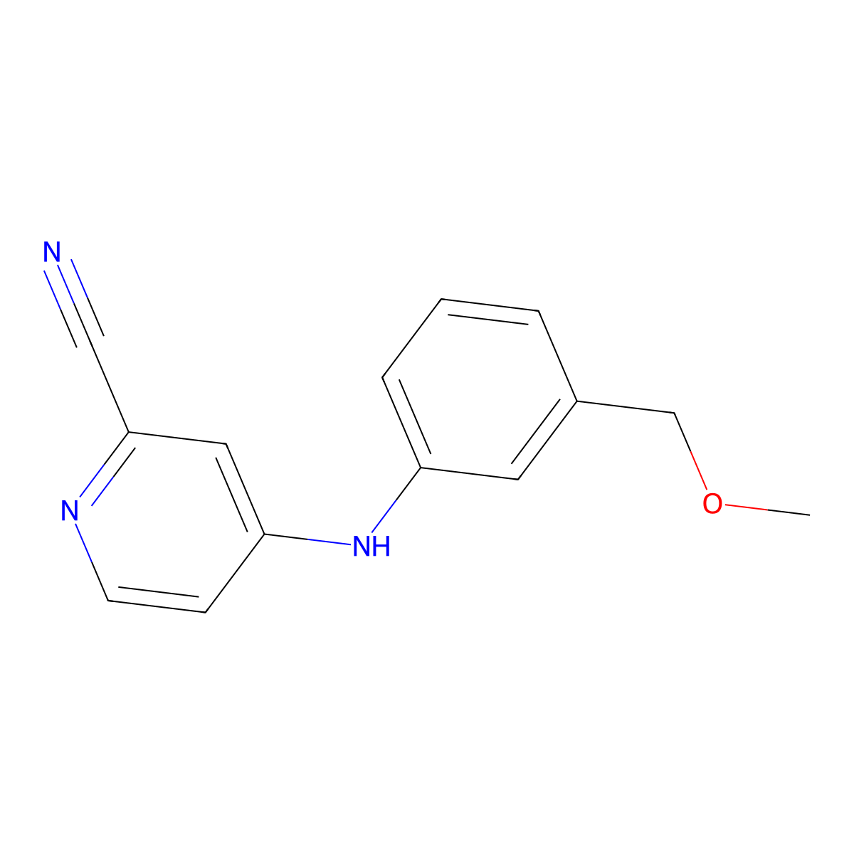 4-{[3-(Methoxymethyl)phenyl]amino}pyridine-2-carbonitrile molecular structure, CAS 1275856-40-0