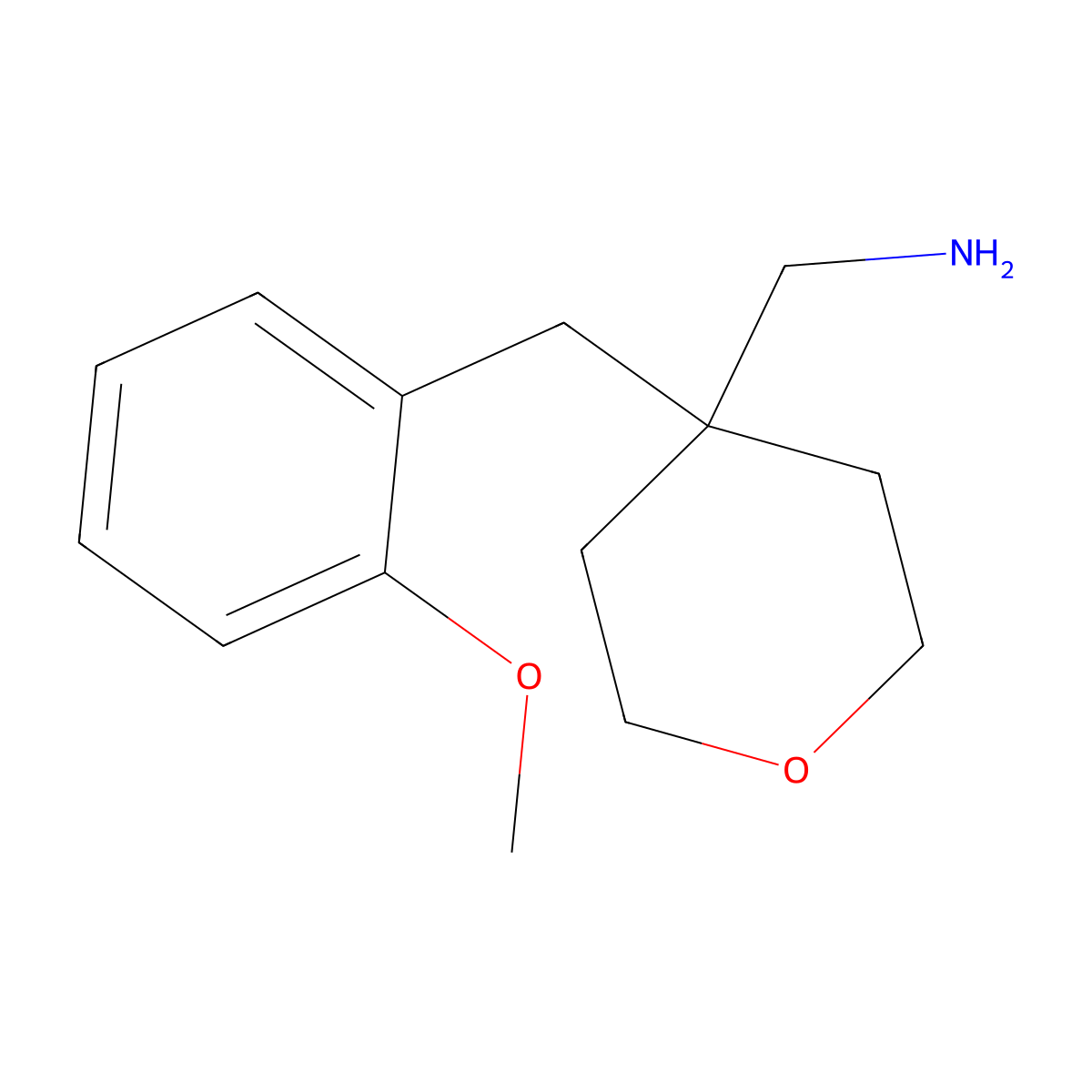 {4-[(2-Methoxyphenyl)methyl]oxan-4-yl}methanamine molecular structure, CAS 1275858-83-7