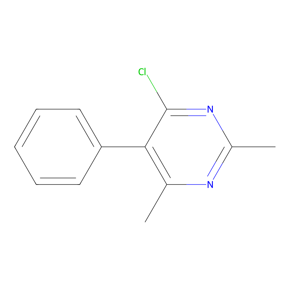 4-Chloro-2,6-dimethyl-5-phenylpyrimidine molecular structure, CAS 127588-24-3