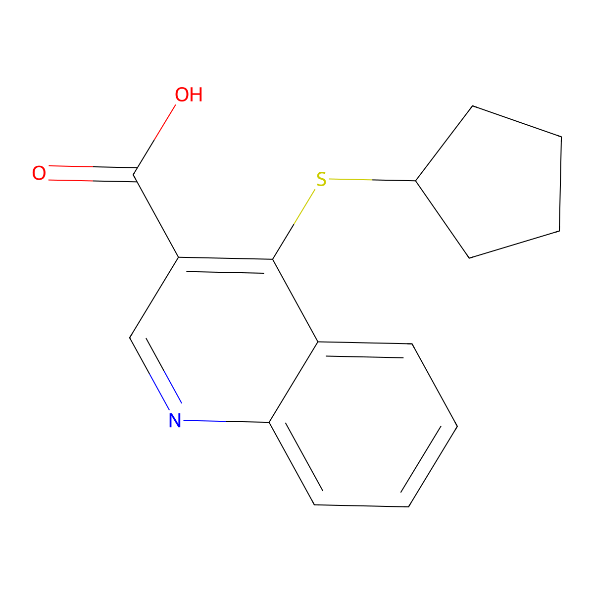 4-(Cyclopentylsulfanyl)quinoline-3-carboxylic acid molecular structure, CAS 1275908-47-8