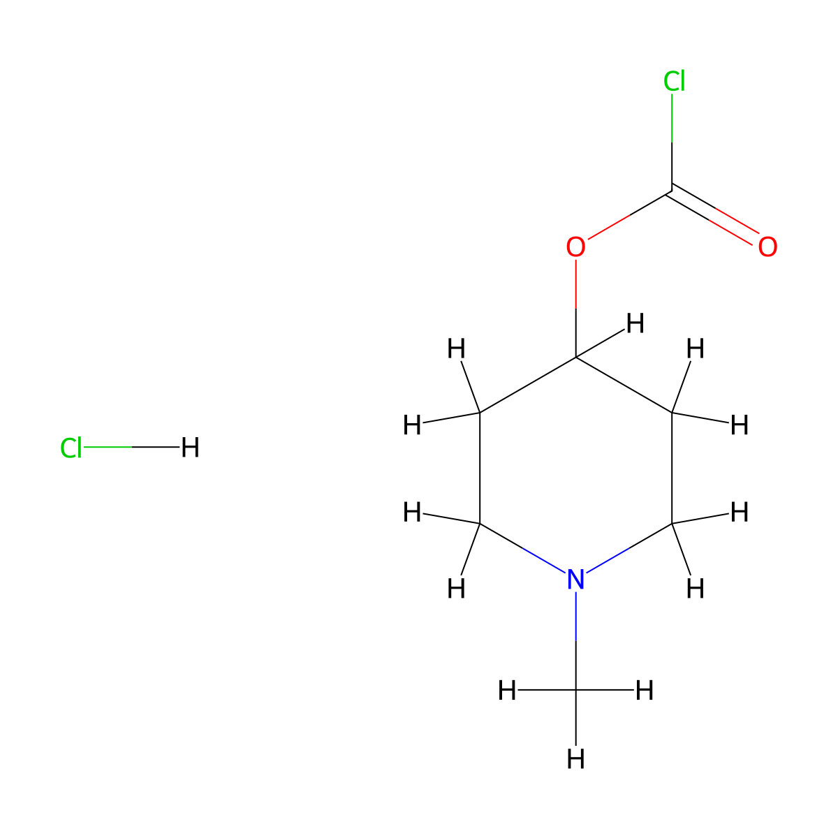 1-Methylpiperidin-4-yl chloroformate hydrochloride molecular structure, CAS 127595-09-9