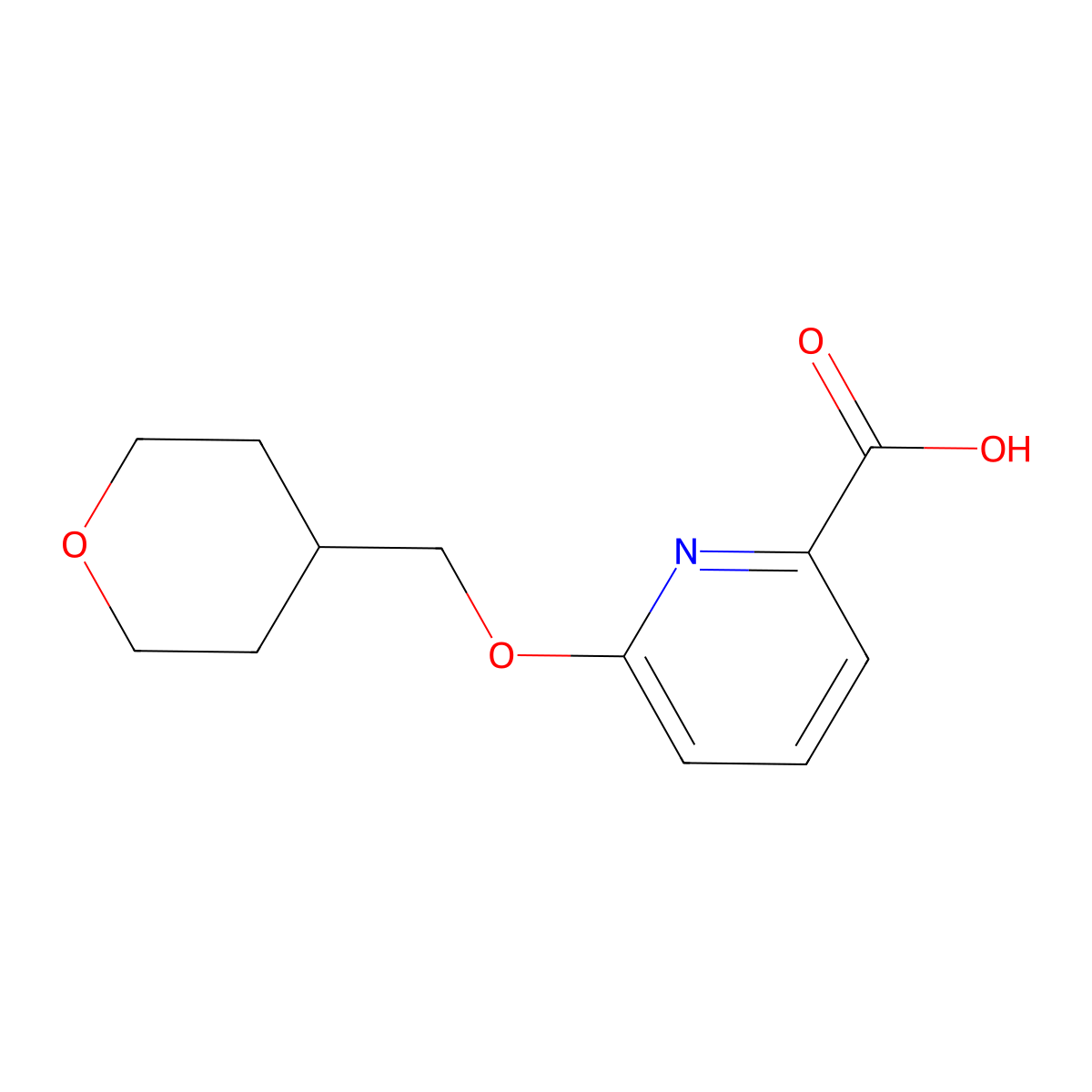 6-(Oxan-4-ylmethoxy)pyridine-2-carboxylic acid molecular structure, CAS 1275968-03-0