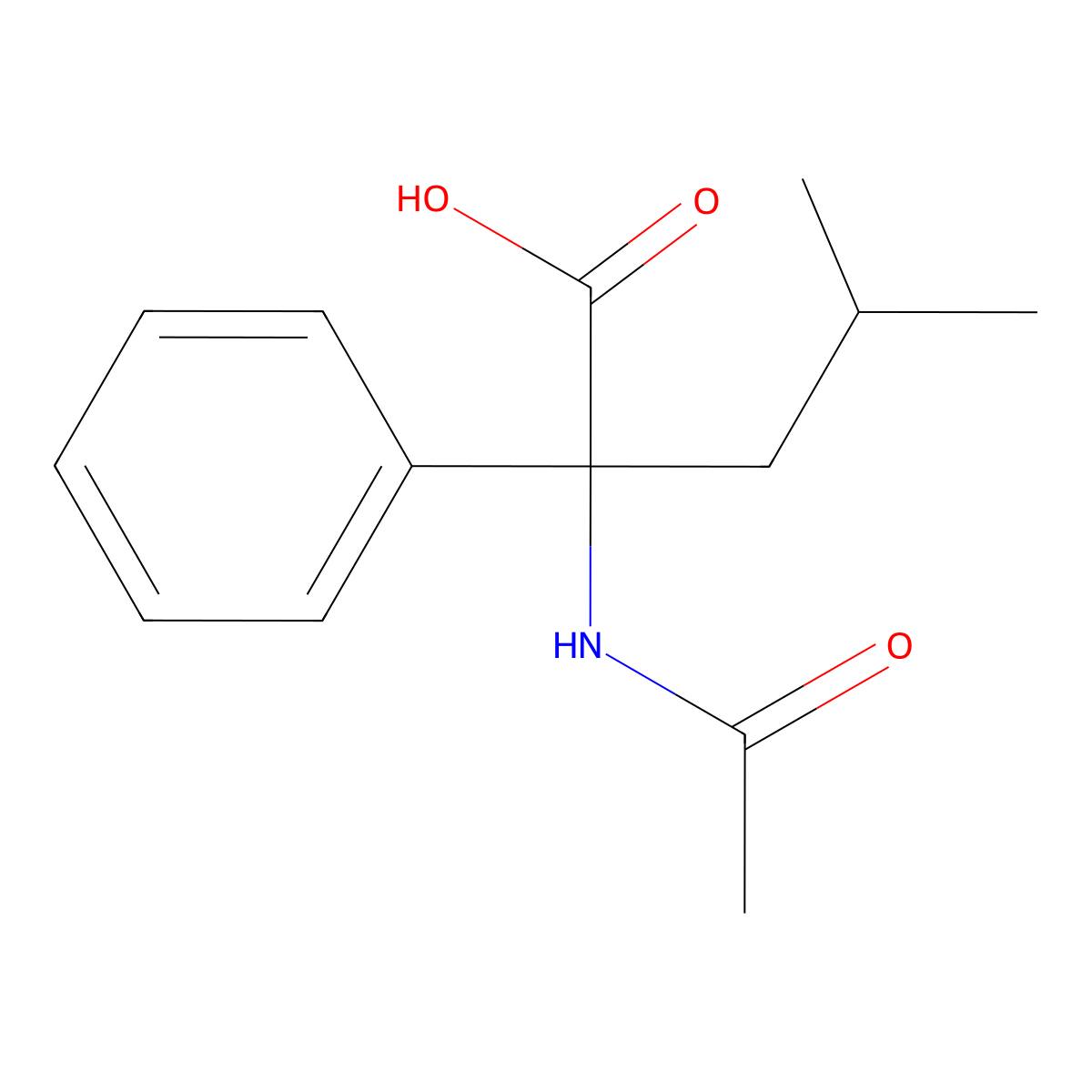 2-Acetamido-4-methyl-2-phenylpentanoic acid molecular structure, CAS 1275976-73-2