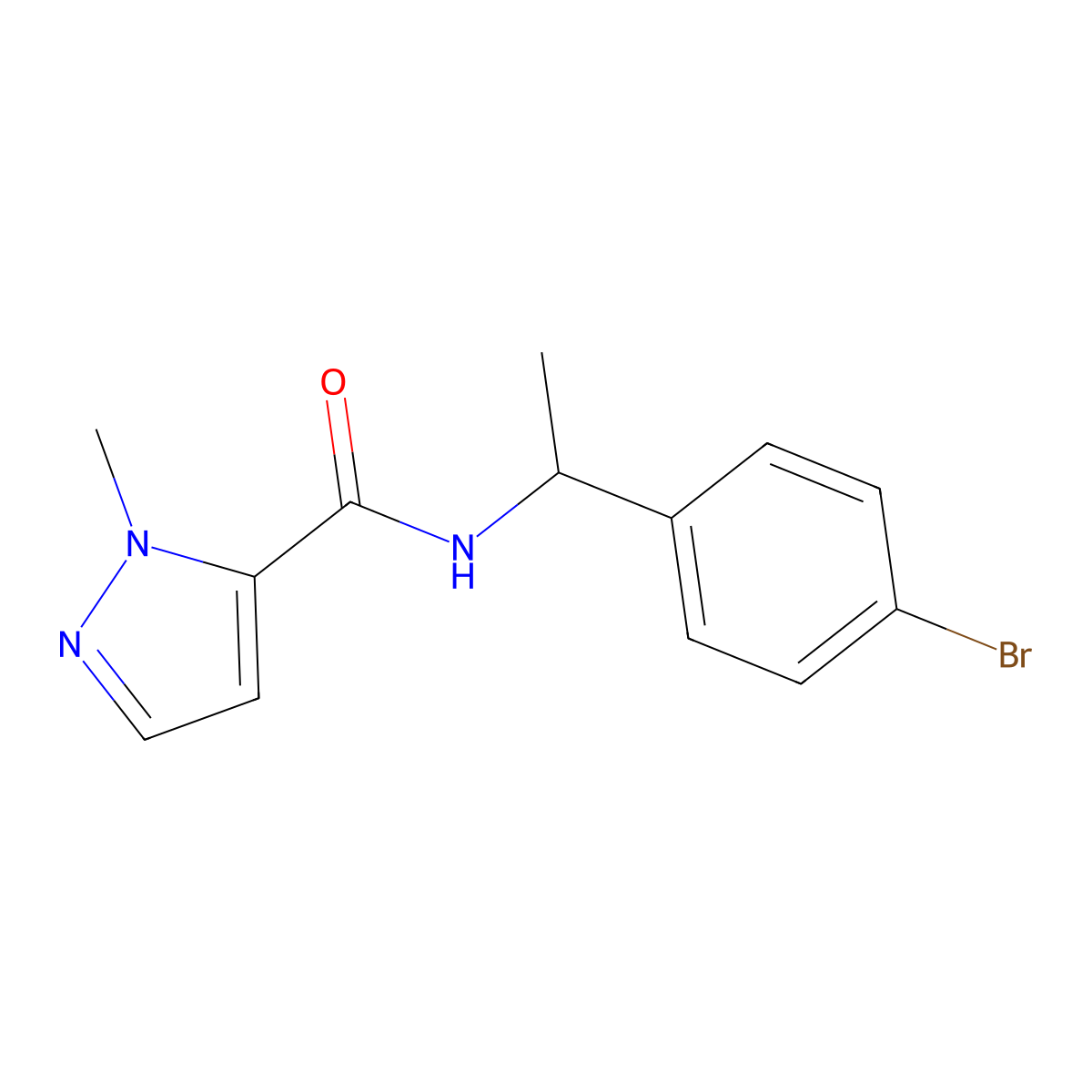 N-(1-(4-bromophenyl)ethyl)-1-methyl-1H-pyrazole-5-carboxamide molecular structure, CAS 1275996-08-1