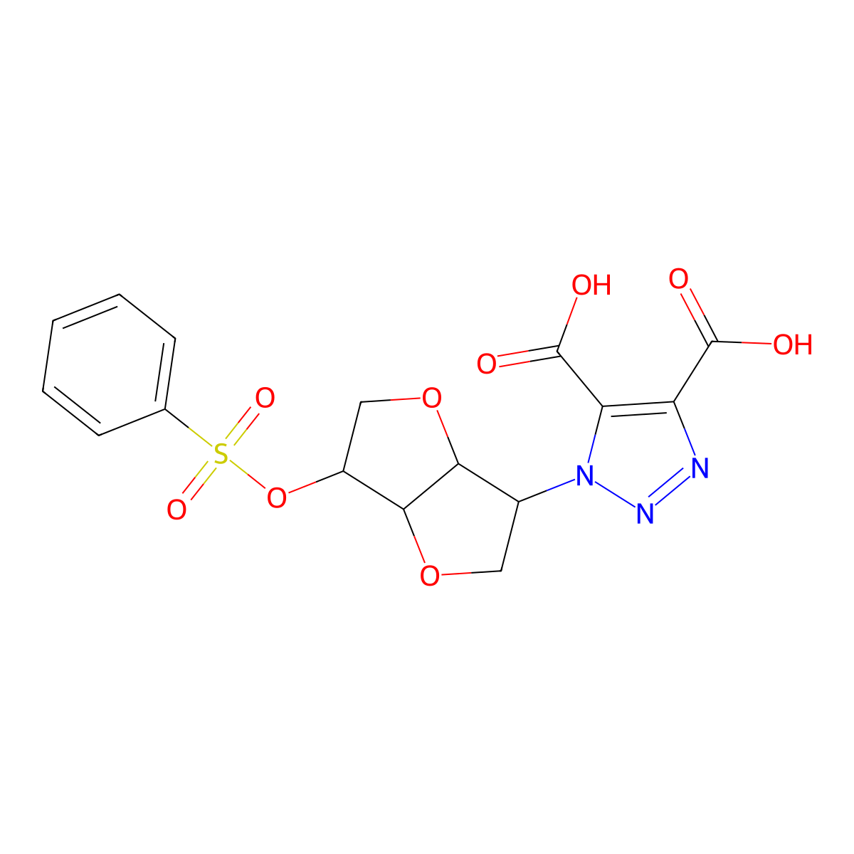 1-[(3S,6S)-6-[(benzenesulfonyl)oxy]-hexahydrofuro[3,2-b]furan-3-yl]-1H-1,2,3-triazole-4,5-dicarboxylic acid molecular structure, CAS 1276015-72-5