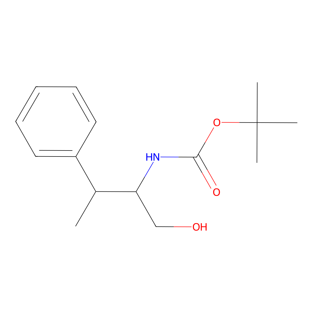 tert-butyl N-(1-hydroxy-3-phenylbutan-2-yl)carbamate molecular structure, CAS 1276025-60-5
