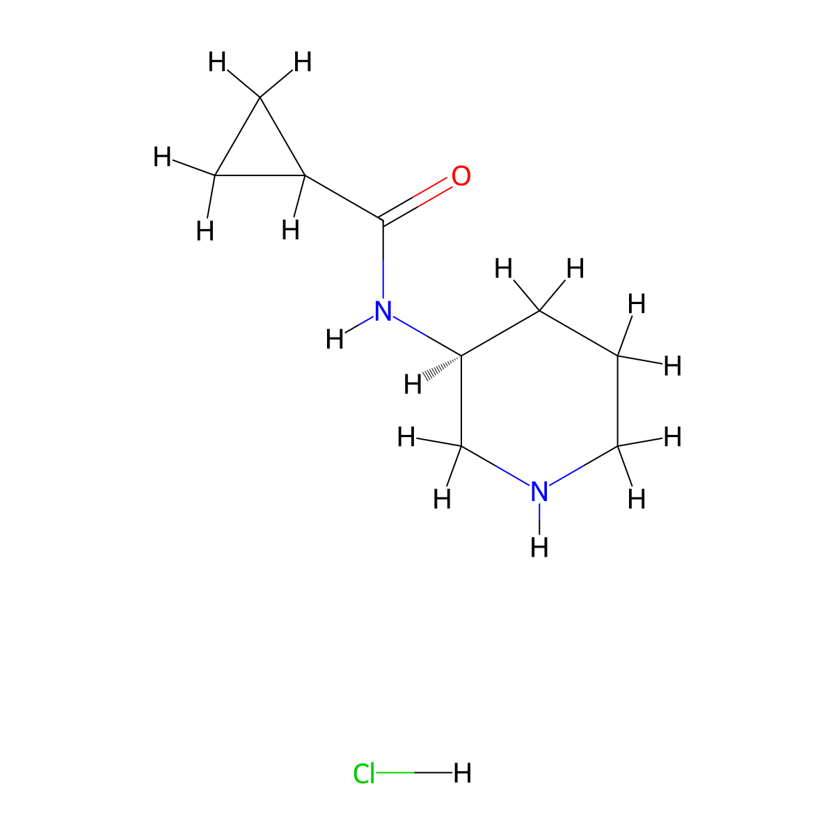 (S)-N-(Piperidin-3-yl)cyclopropanecarboxamide hydrochloride molecular structure, CAS 1276045-27-2