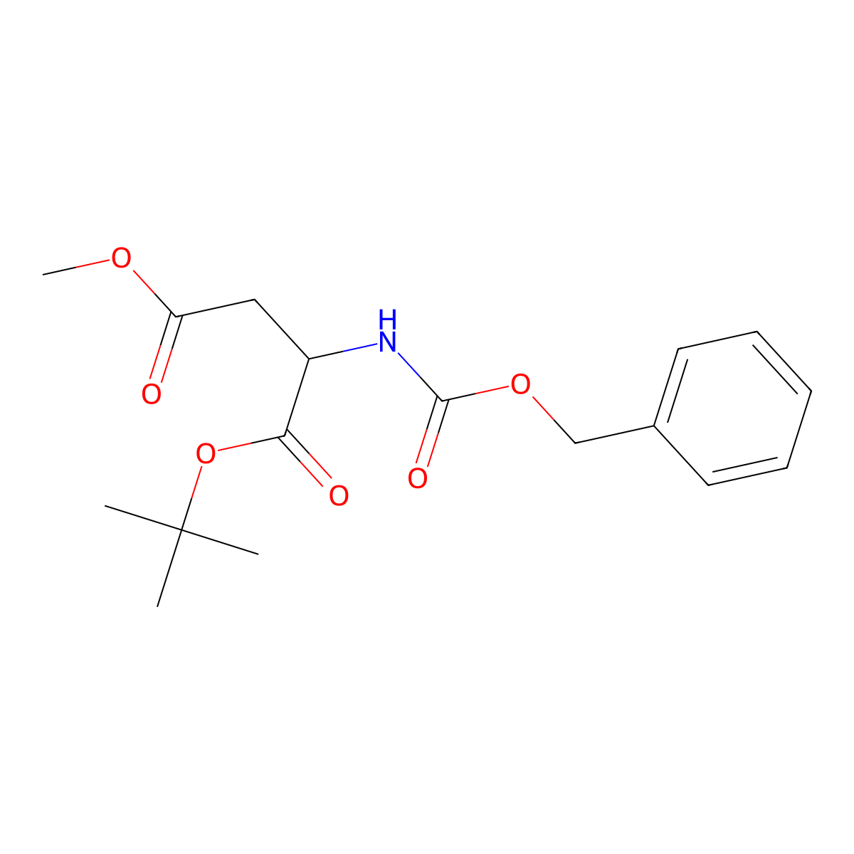 2-(phenylmethoxycarbonylamino)butanedioic acid O1-tert-butyl ester O4-methyl ester molecular structure, CAS 127605-37-2