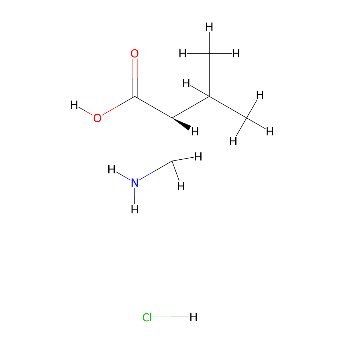 (R)-2-(Aminomethyl)-3-methylbutanoic acid hydrochloride molecular structure, CAS 1276055-45-8