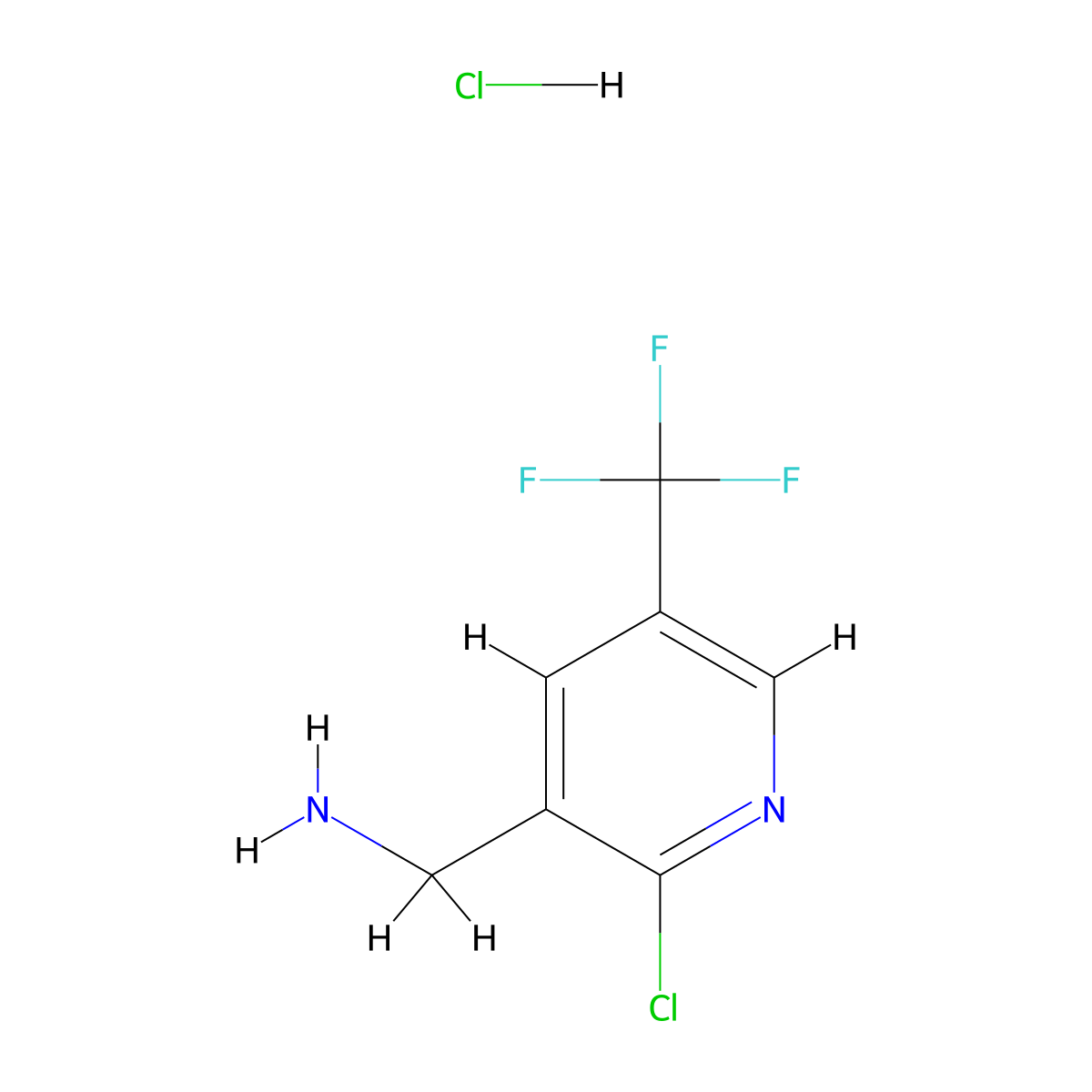 (2-Chloro-5-(trifluoromethyl)pyridin-3-yl)methanamine hydrochloride molecular structure, CAS 1276056-69-9