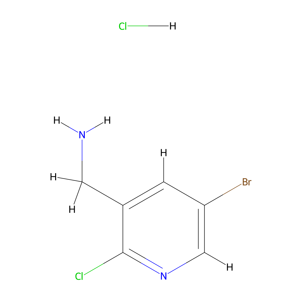 (5-Bromo-2-chloropyridin-3-yl)methanamine hydrochloride molecular structure, CAS 1276056-72-4