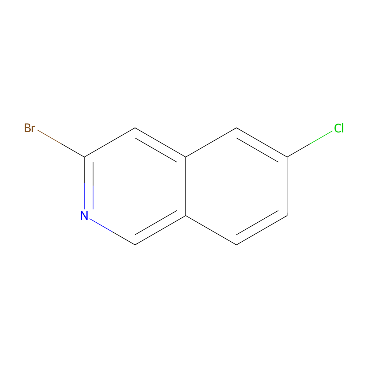 3-Bromo-6-chloroisoquinoline molecular structure, CAS 1276056-79-1
