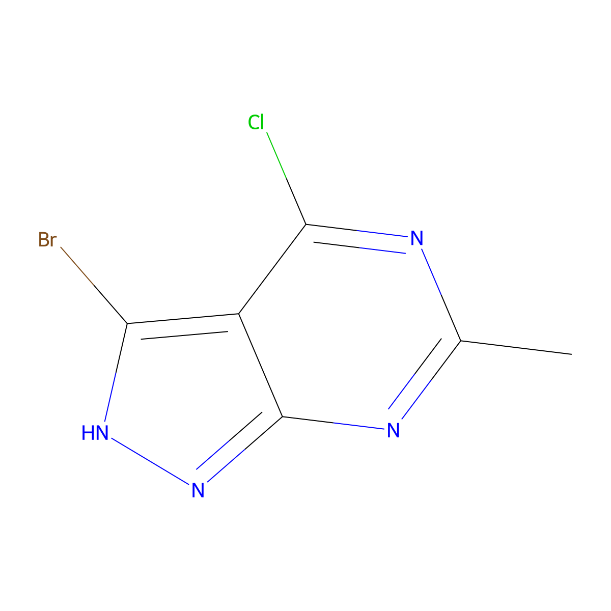 3-Bromo-4-chloro-6-methyl-1H-pyrazolo[3,4-d]pyrimidine molecular structure, CAS 1276056-80-4