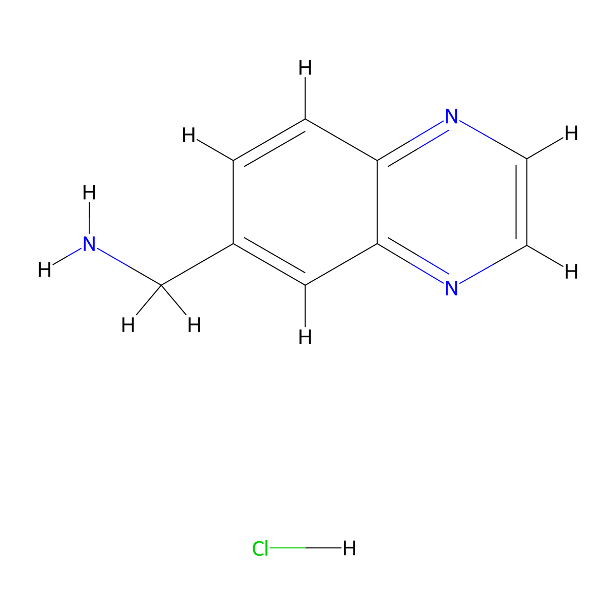 Quinoxalin-6-ylmethanamine hydrochloride molecular structure, CAS 1276056-88-2