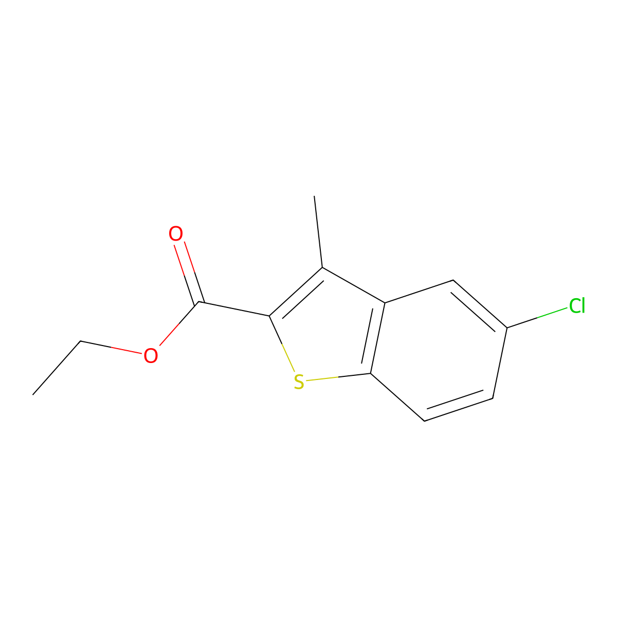 Ethyl 5-chloro-3-methyl-1-benzothiophene-2-carboxylate molecular structure, CAS 127606-11-5