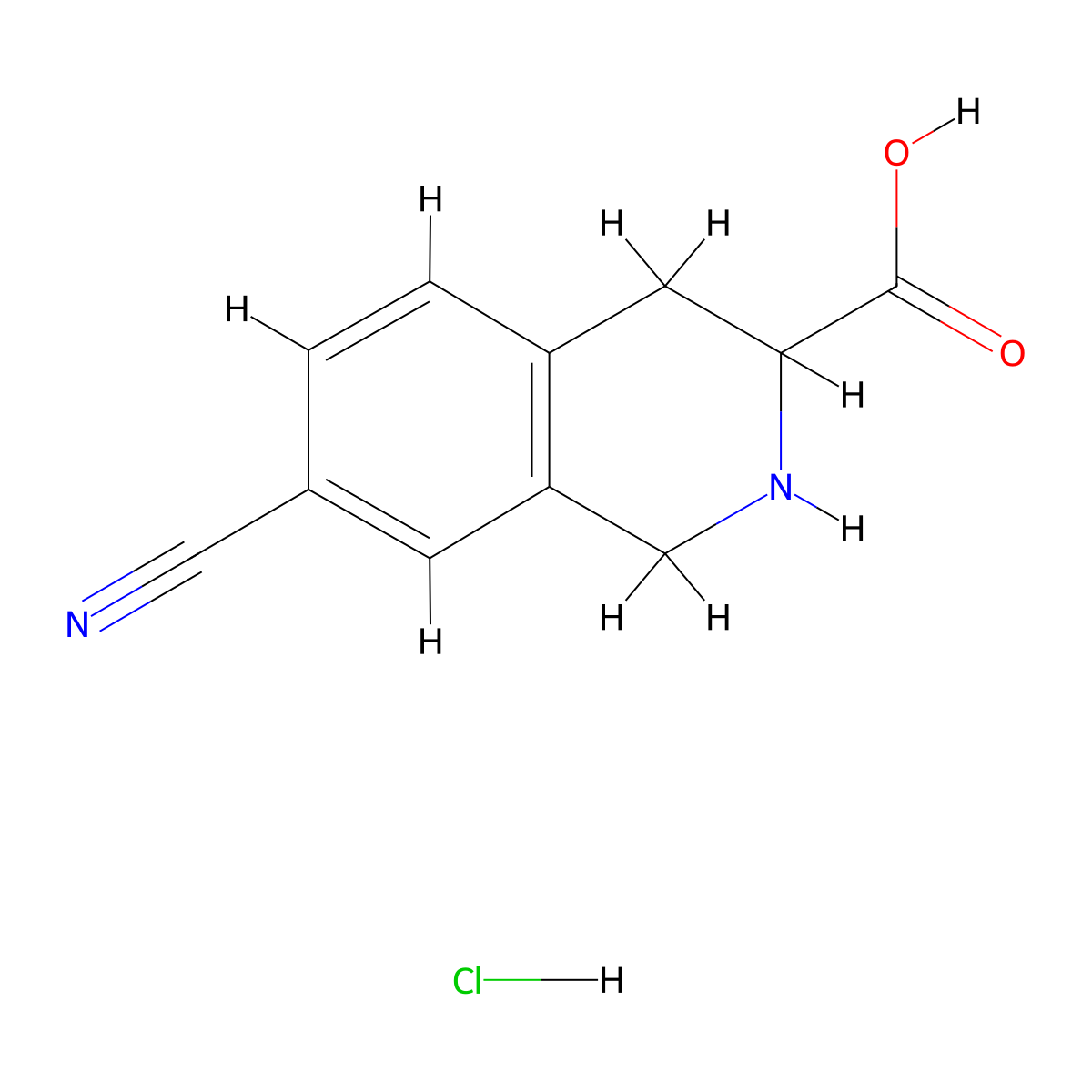 7-Cyano-1,2,3,4-tetrahydroisoquinoline-3-carboxylicacidhydrochloride molecular structure, CAS 127606-98-8