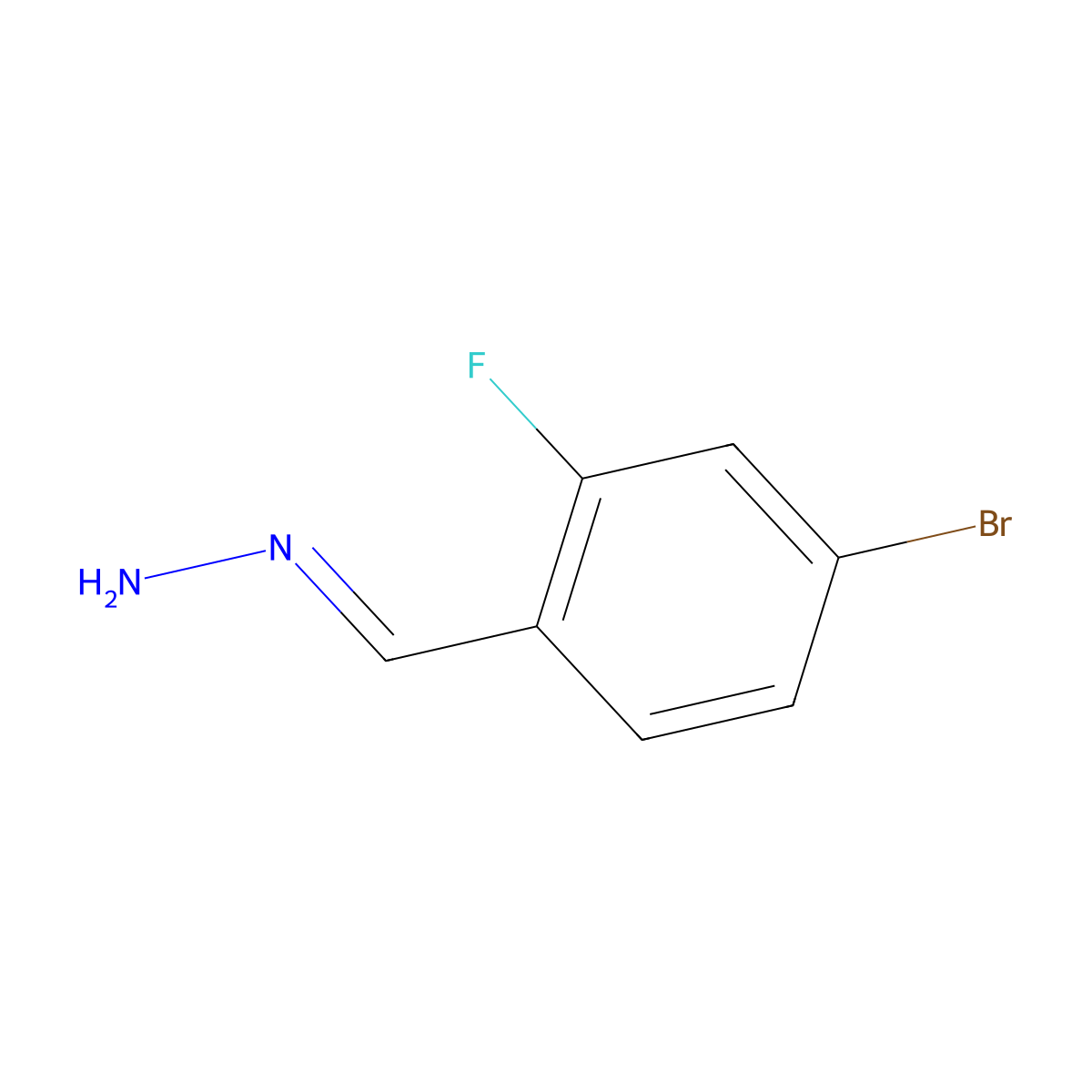 (4-Bromo-2-fluorobenzylidene)hydrazine molecular structure, CAS 1276074-68-0