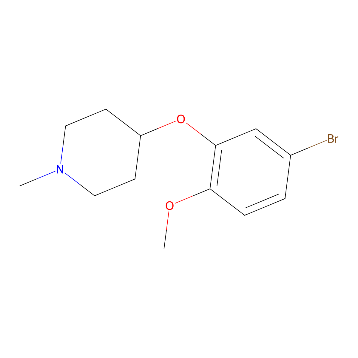 4-(5-Bromo-2-methoxy-phenoxy)-1-methyl-piperidine molecular structure, CAS 1276075-57-0