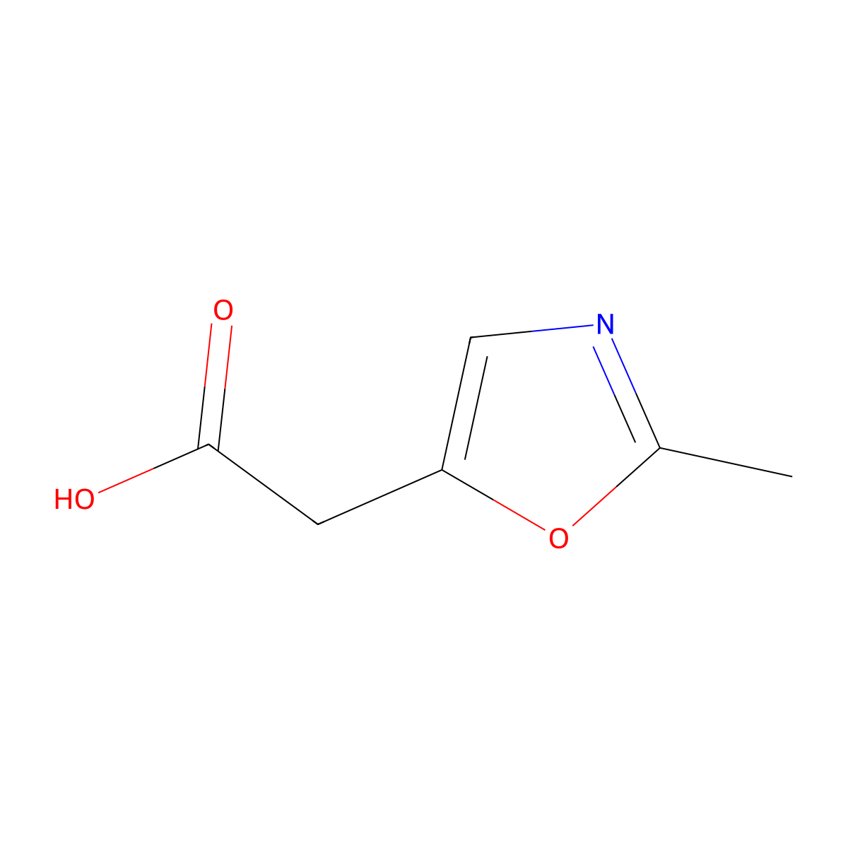 2-(2-Methyl-1,3-oxazol-5-yl)acetic acid molecular structure, CAS 1276075-96-7