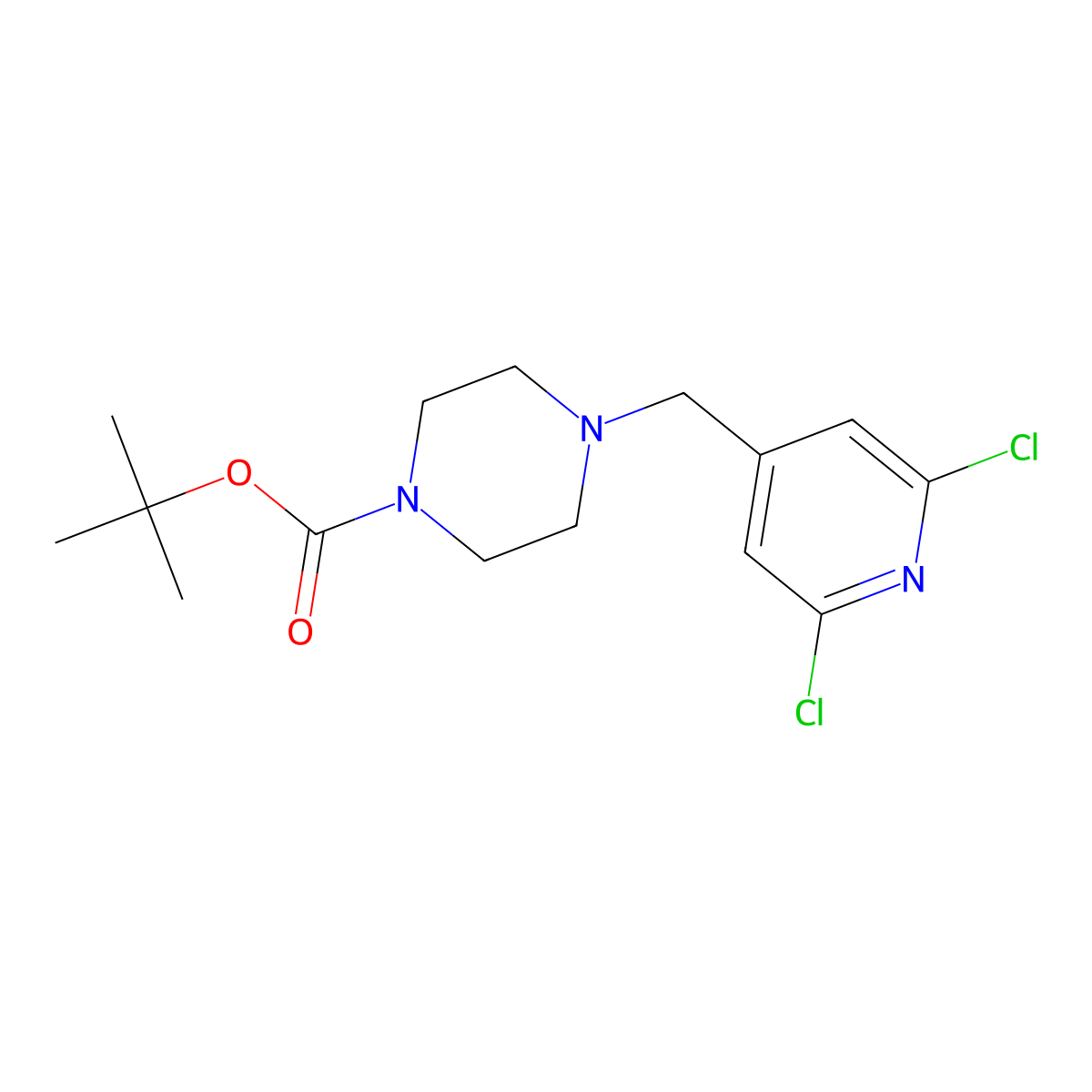 Tert-butyl 4-((2,6-dichloropyridin-4-yl)methyl)piperazine-1-carboxylate molecular structure, CAS 1276110-20-3