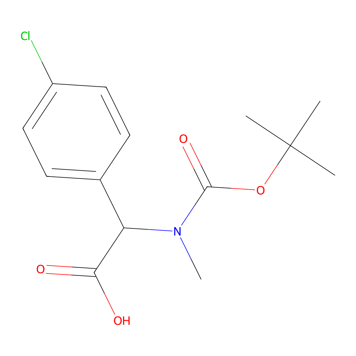 2-{[(Tert-butoxy)carbonyl](methyl)amino}-2-(4-chlorophenyl)acetic acid molecular structure, CAS 1276112-11-8