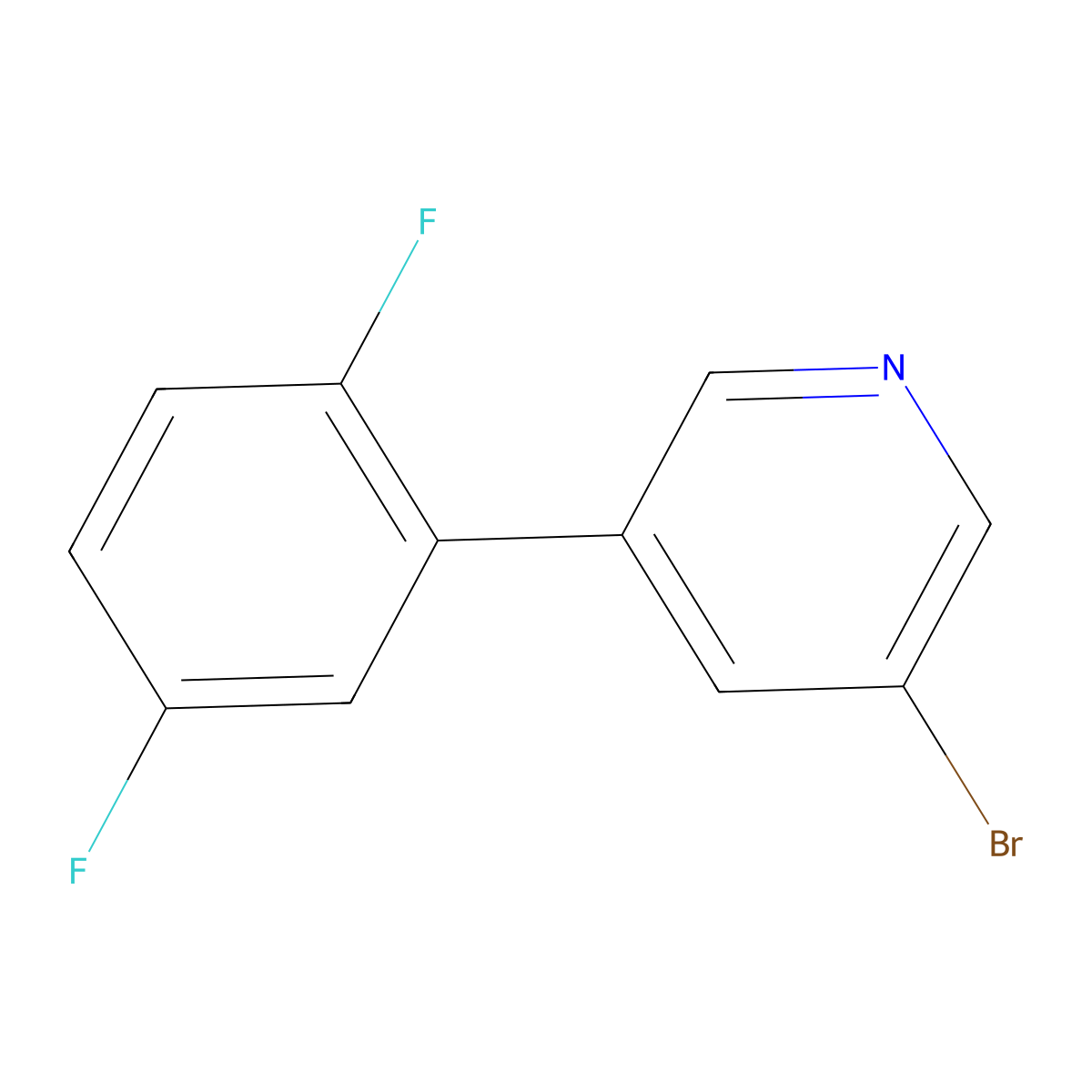 3-Bromo-5-(2,5-difluorophenyl)pyridine molecular structure, CAS 1276123-22-8