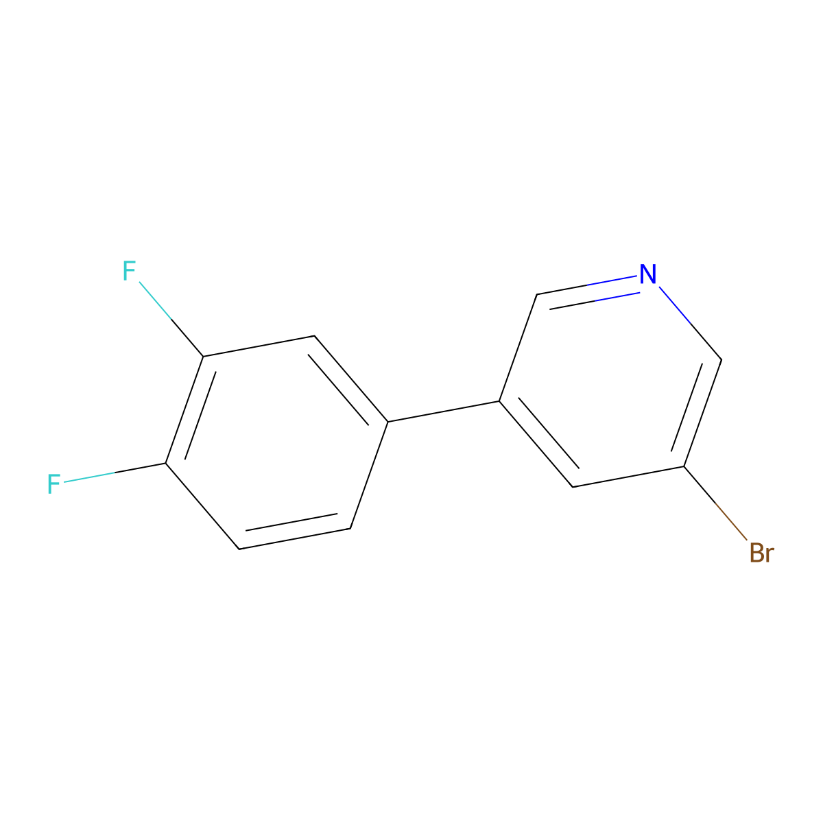 3-Bromo-5-(3,4-difluorophenyl)pyridine molecular structure, CAS 1276123-23-9