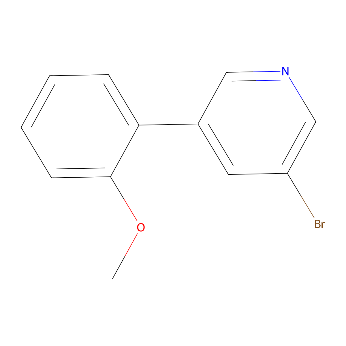 3-Bromo-5-(2-methoxyphenyl)pyridine molecular structure, CAS 1276123-25-1