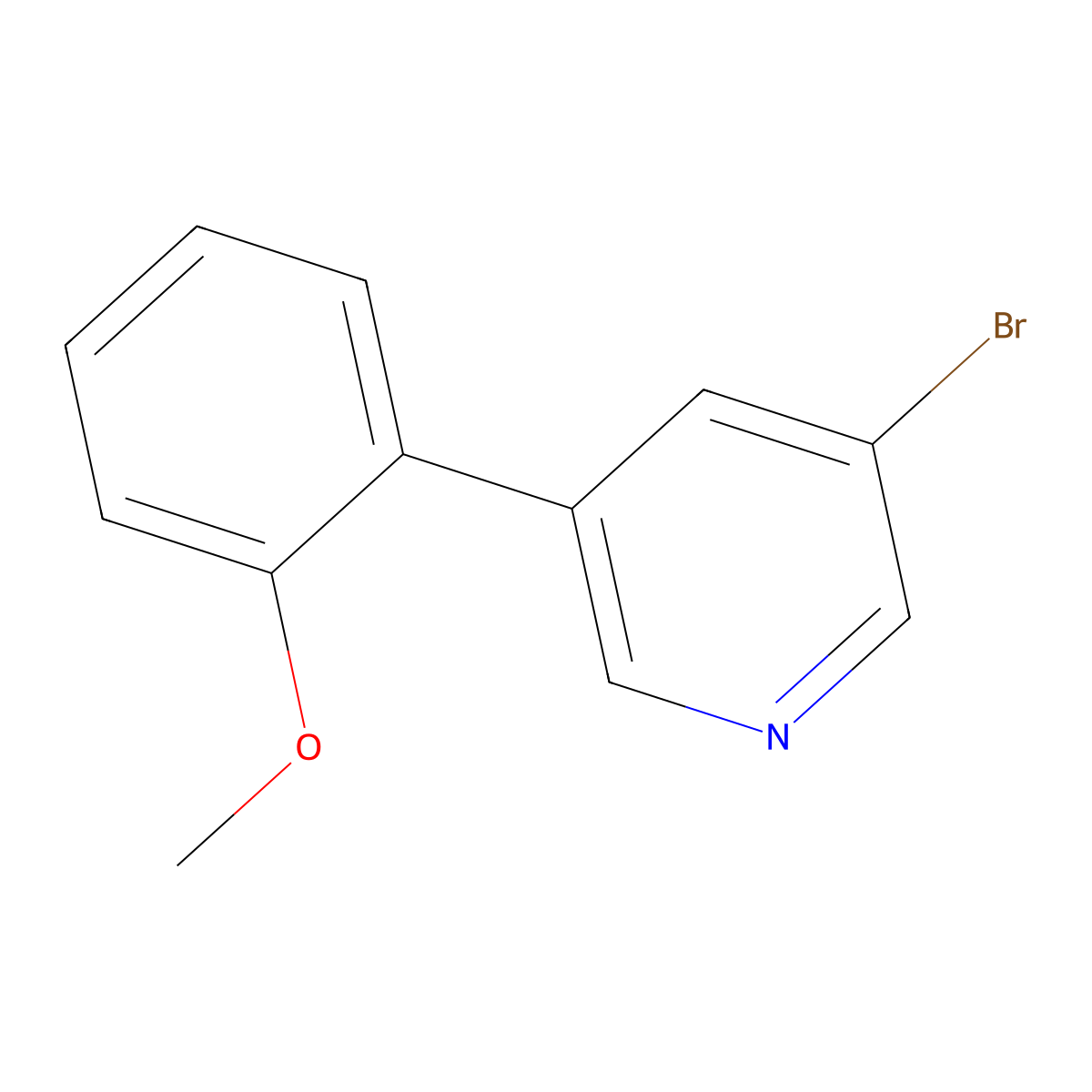 3-Bromo-5-(2-methoxyphenyl)pyridine molecular structure, CAS 1276123-25-1