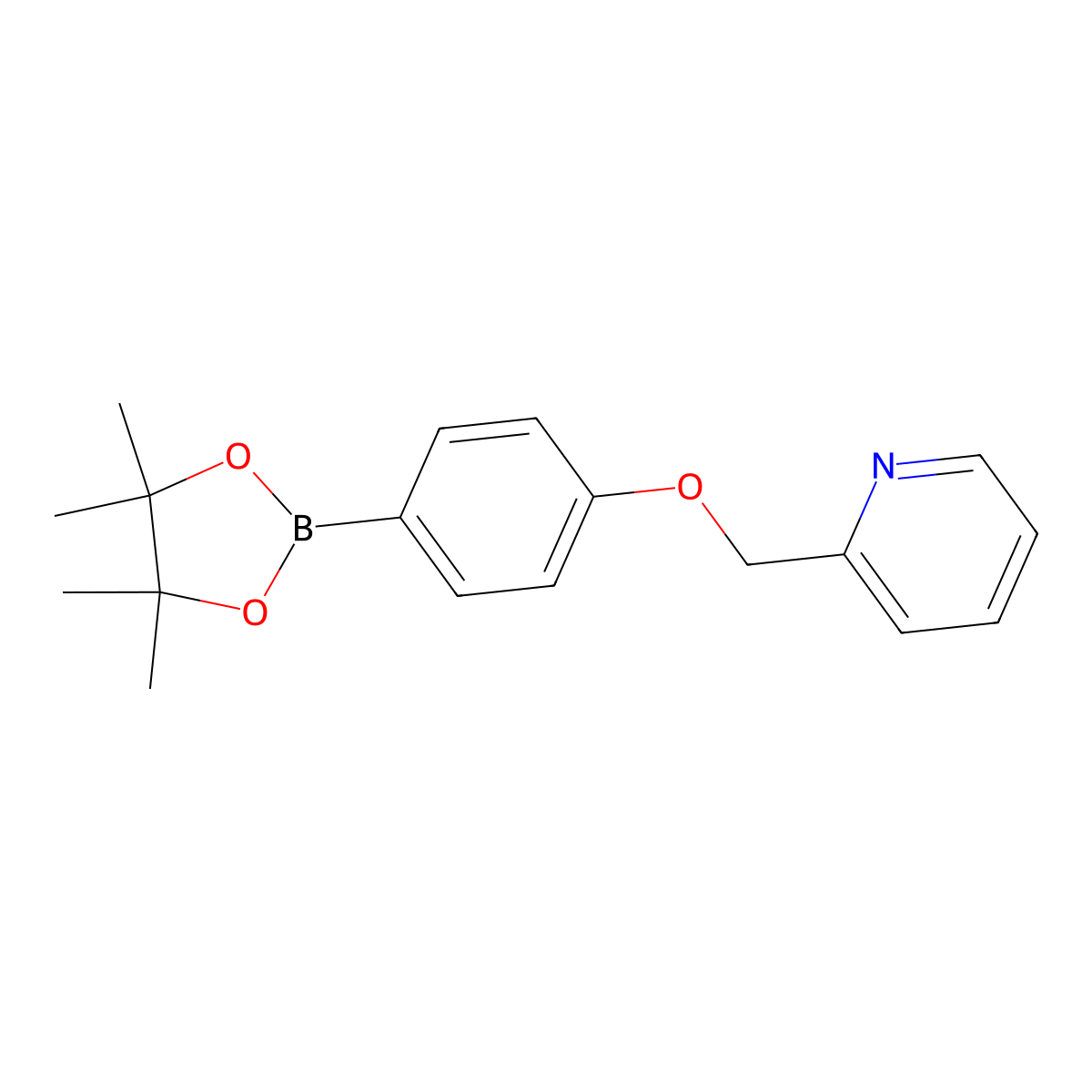 2-((4-(4,4,5,5-Tetramethyl-1,3,2-dioxaborolan-2-yl)phenoxy)methyl)pyridine molecular structure, CAS 1276129-55-5