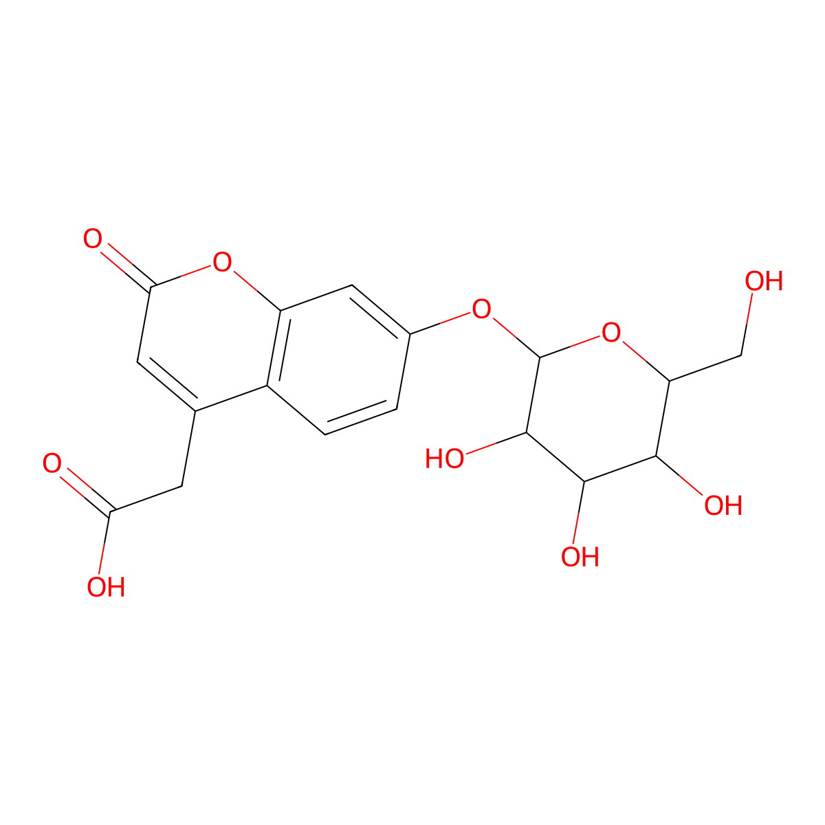 7-beta-Galactopyranosyloxycoumarin-4-acetic acid molecular structure, CAS 127615-74-1
