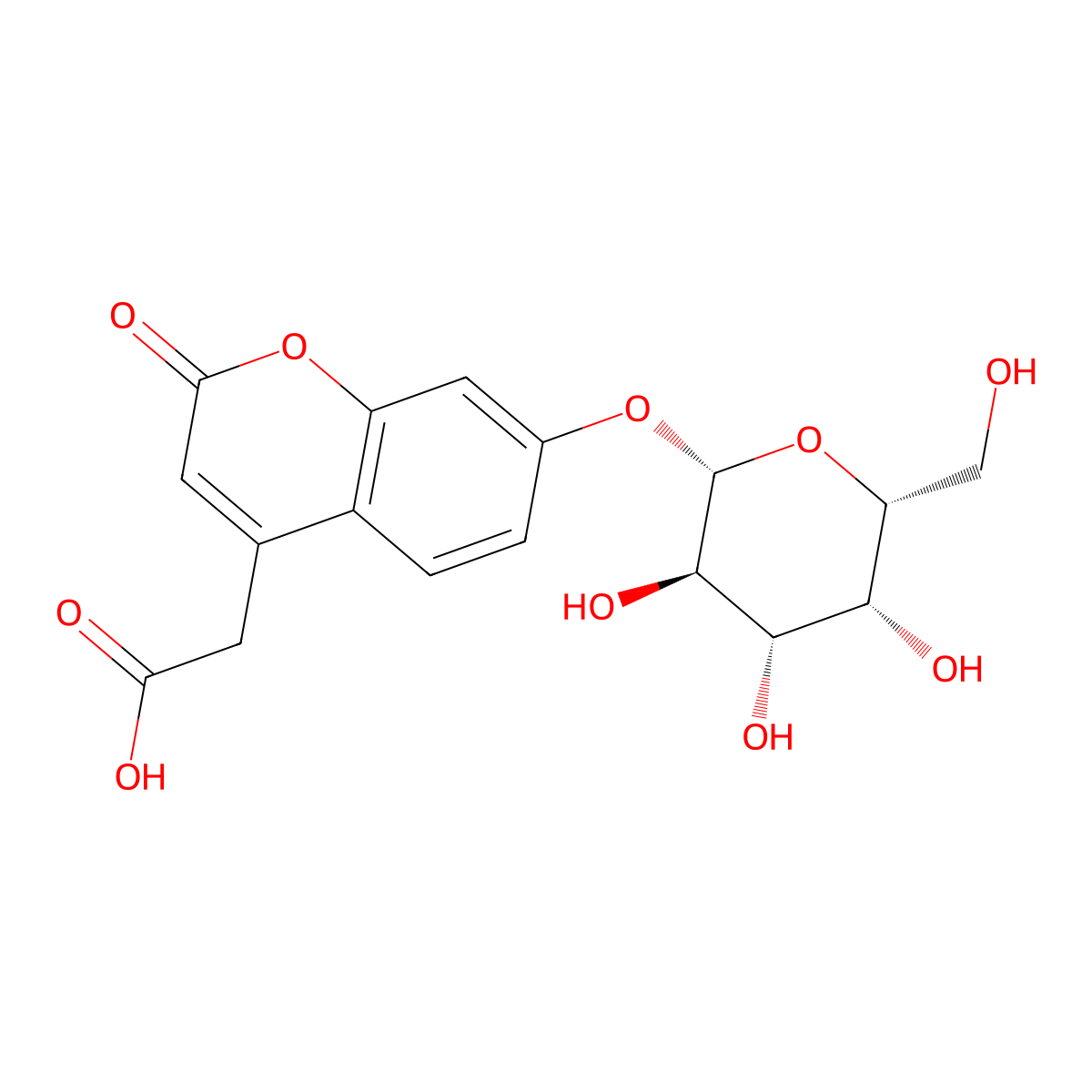 7-beta-Galactopyranosyloxycoumarin-4-acetic acid molecular structure, CAS 127615-74-1