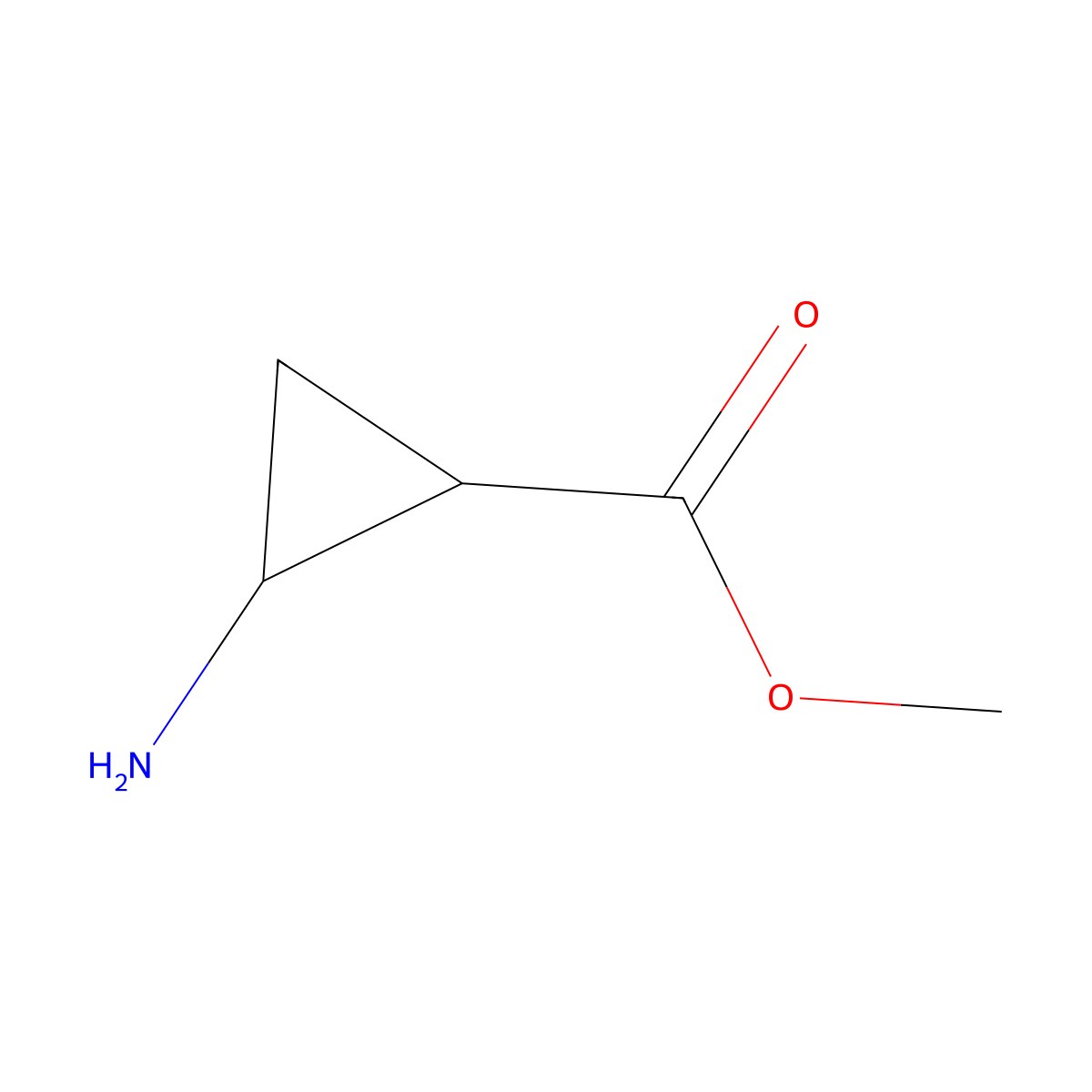 rac-methyl (1R,2S)-2-aminocyclopropane-1-carboxylate molecular structure, CAS 1276197-59-1