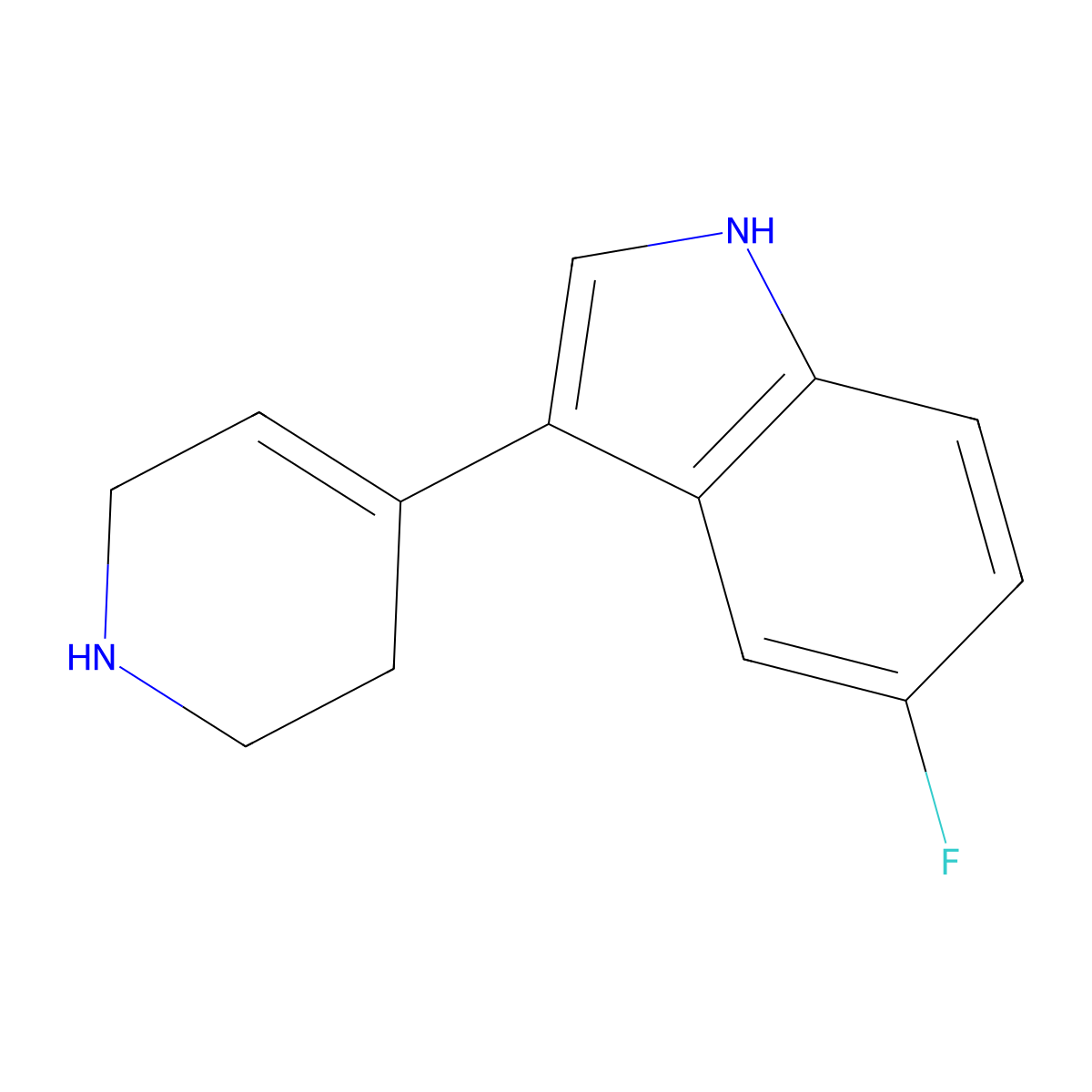 5-fluoro-3-(1,2,3,6-tetrahydropyridin-4-yl)-1H-indole molecular structure, CAS 127626-06-6