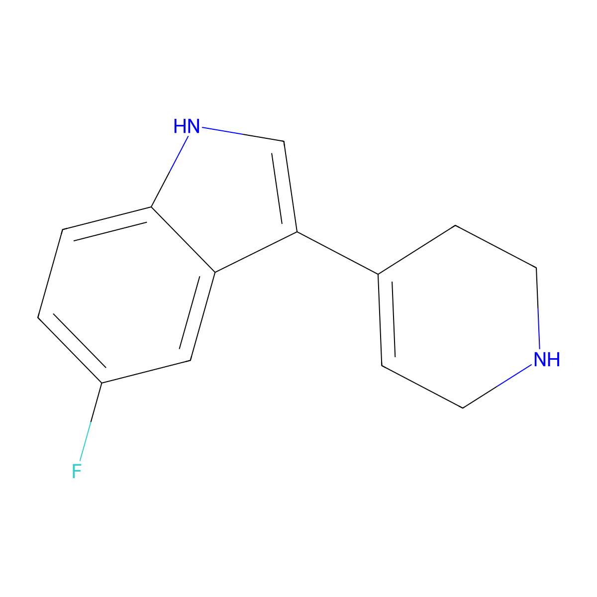 5-fluoro-3-(1,2,3,6-tetrahydropyridin-4-yl)-1H-indole molecular structure, CAS 127626-06-6