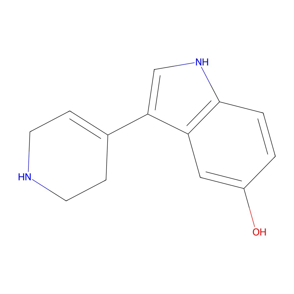 3-(1,2,3,6-tetrahydropyridin-4-yl)-1H-indol-5-ol molecular structure, CAS 127626-07-7