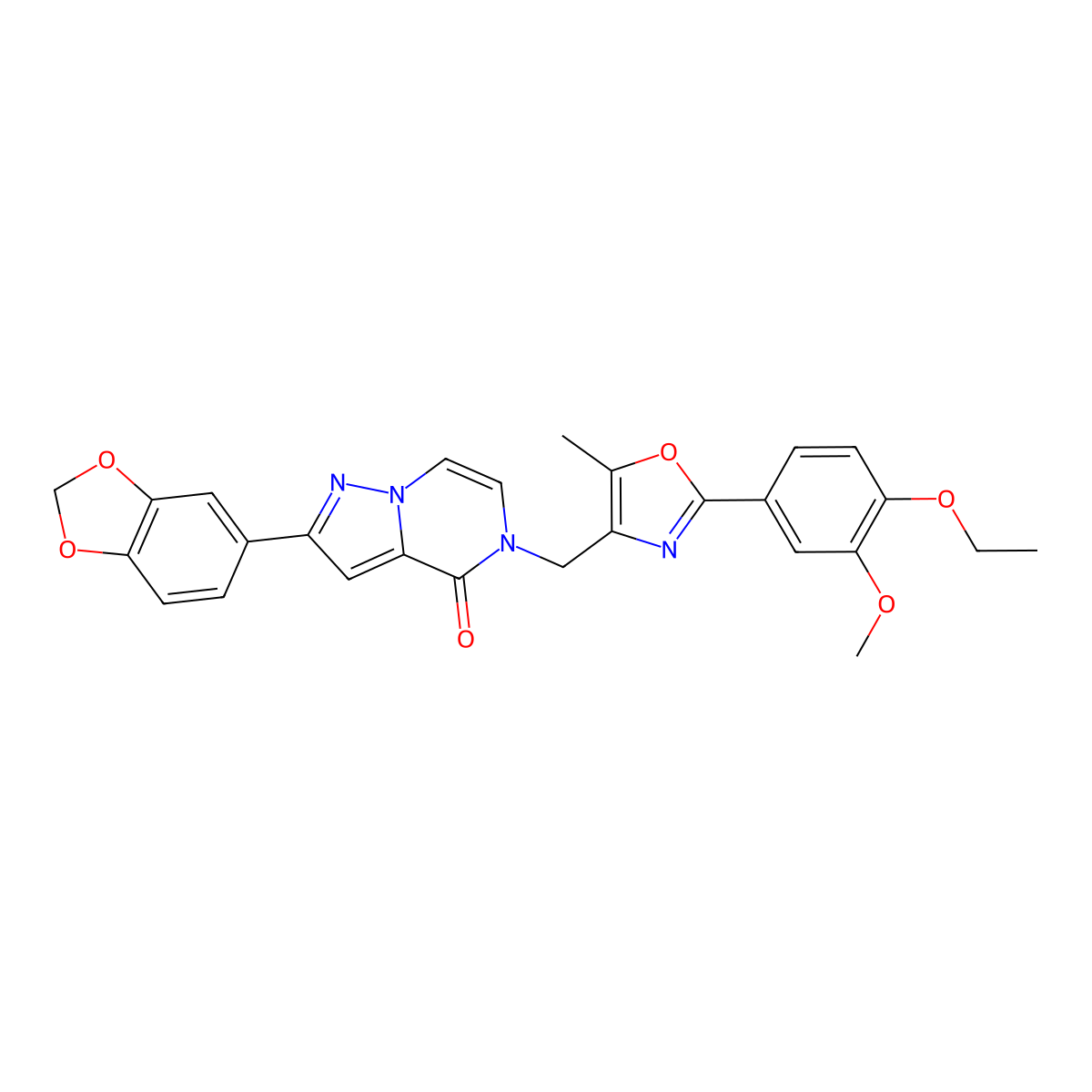 2-(benzo[d][1,3]dioxol-5-yl)-5-((2-(4-ethoxy-3-methoxyphenyl)-5-methyloxazol-4-yl)methyl)pyrazolo[1,5-a]pyrazin-4(5H)-one molecular structure, CAS 1276342-84-7