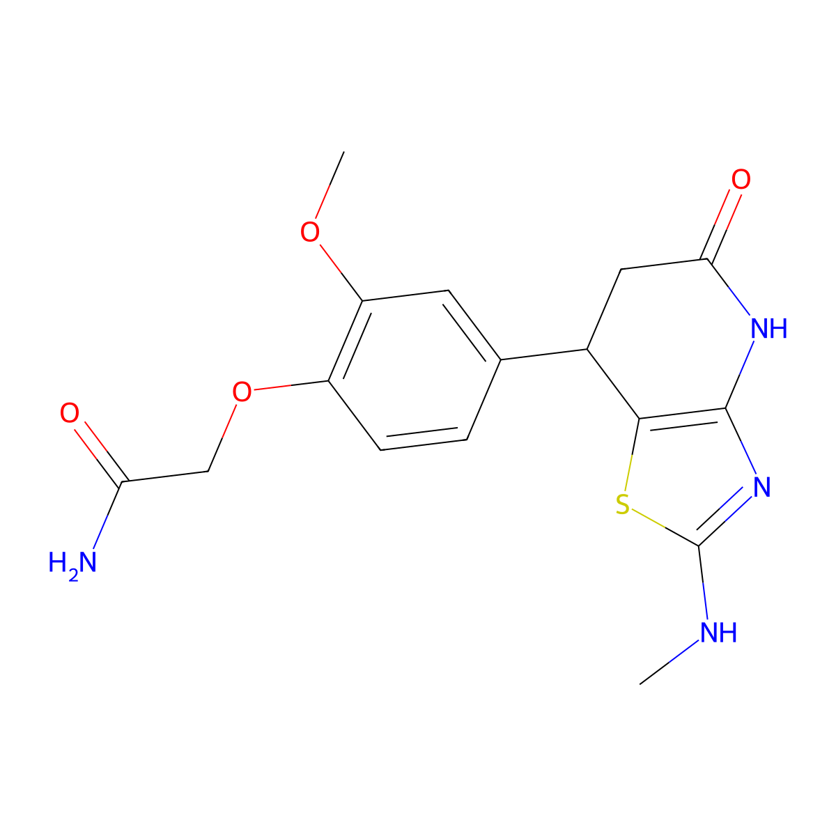 2-{4-[5-Hydroxy-2-(methylamino)-6,7-dihydro[1,3]thiazolo[4,5-b]pyridin-7-yl]-2-methoxyphenoxy}acetamide molecular structure, CAS 1276345-73-3