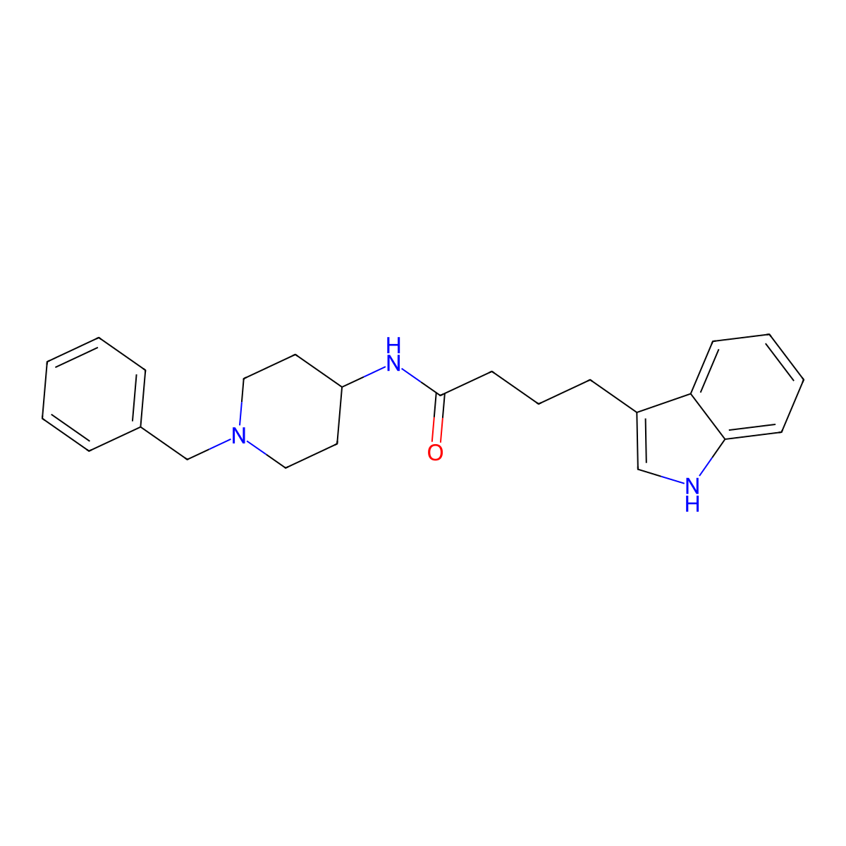 N-(1-benzylpiperidin-4-yl)-4-(1H-indol-3-yl)butanamide molecular structure, CAS 1276369-35-7