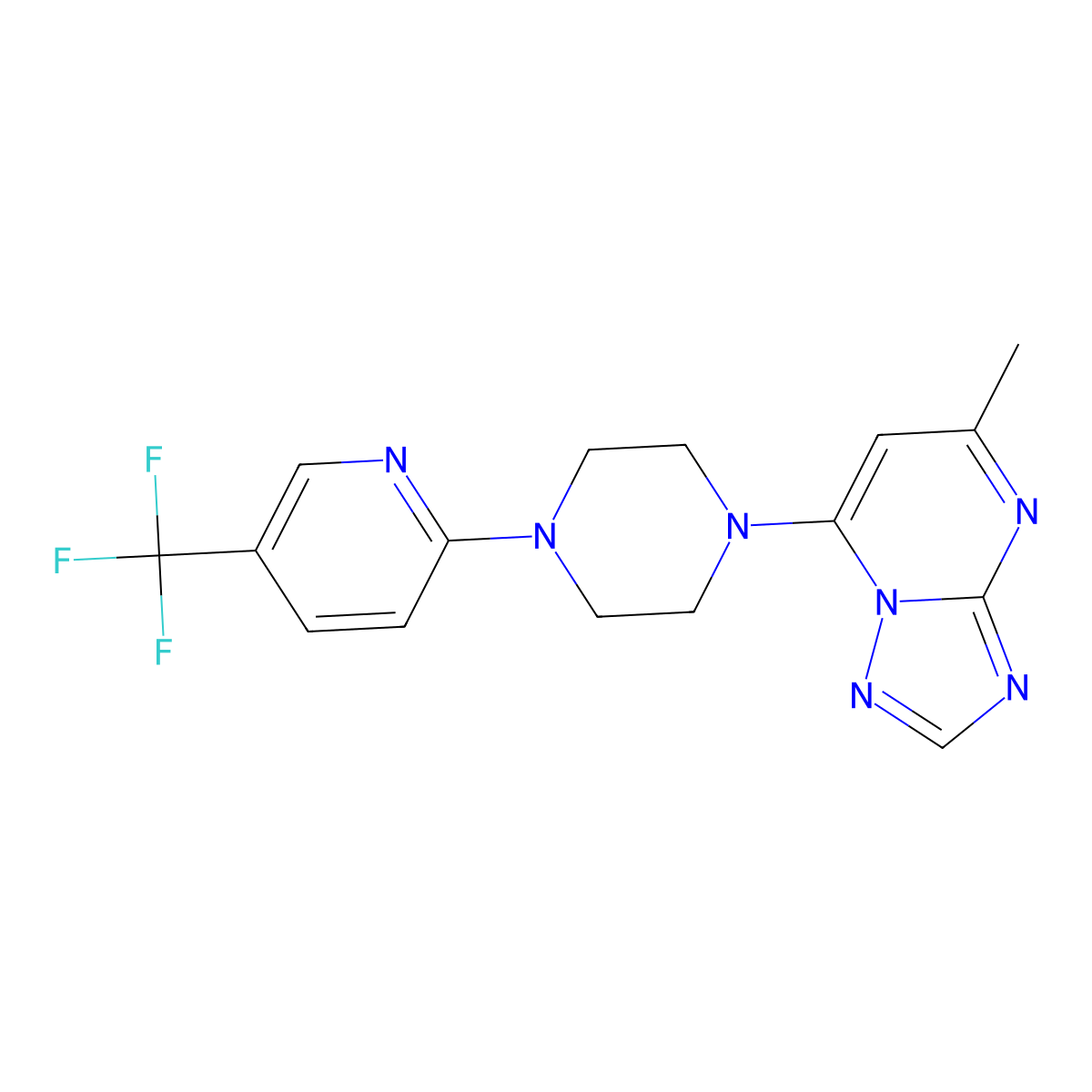 1-{5-Methyl-[1,2,4]triazolo[1,5-a]pyrimidin-7-yl}-4-[5-(trifluoromethyl)pyridin-2-yl]piperazine molecular structure, CAS 1276370-81-0