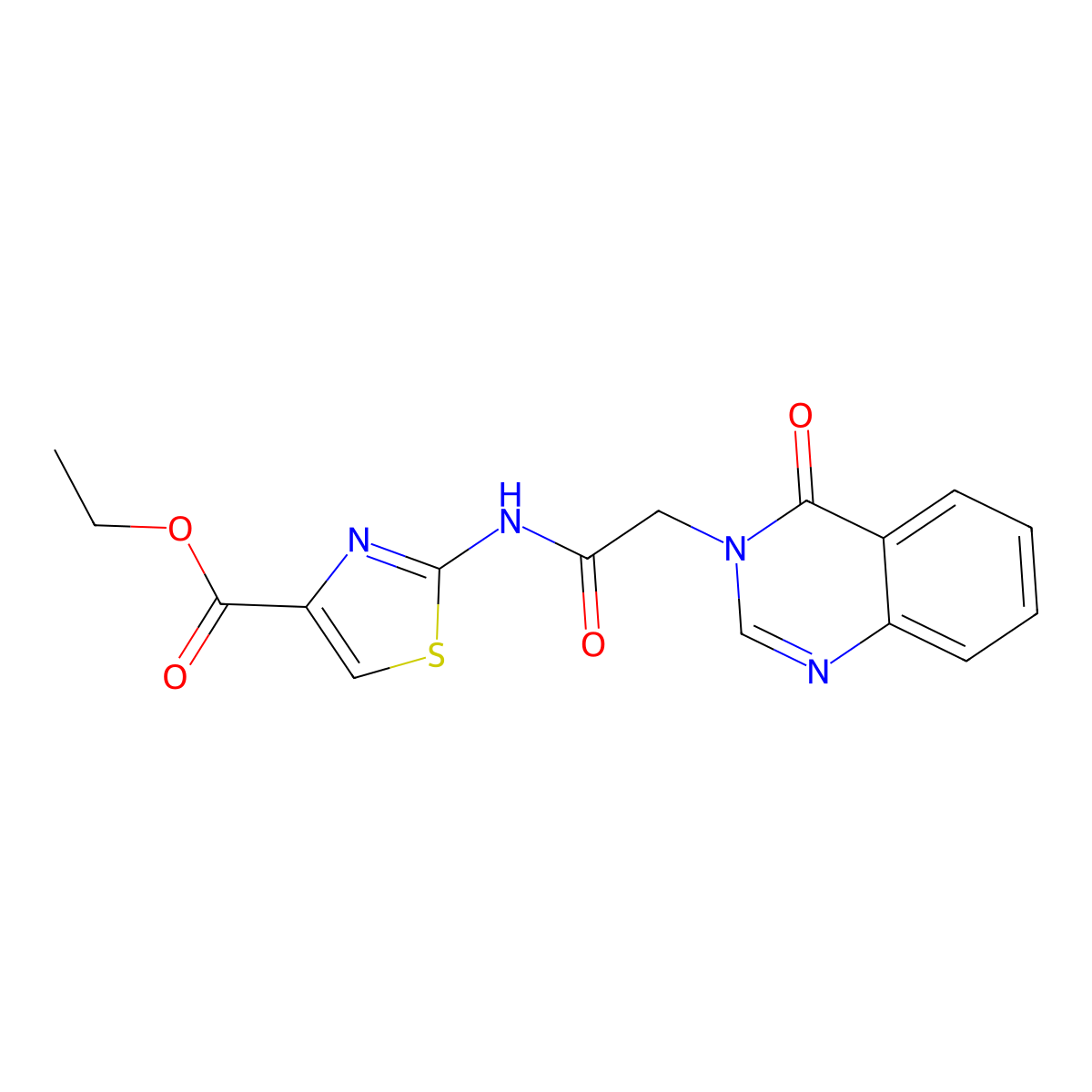ethyl 2-{[(4-oxoquinazolin-3(4H)-yl)acetyl]amino}-1,3-thiazole-4-carboxylate molecular structure, CAS 1276375-61-1