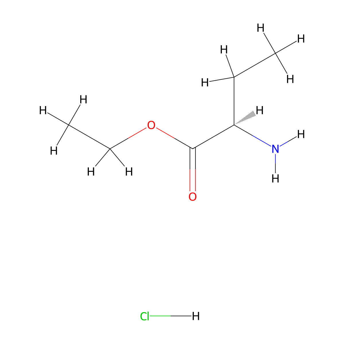 ethyl (2R)-2-aminobutanoate hydrochloride molecular structure, CAS 127641-80-9