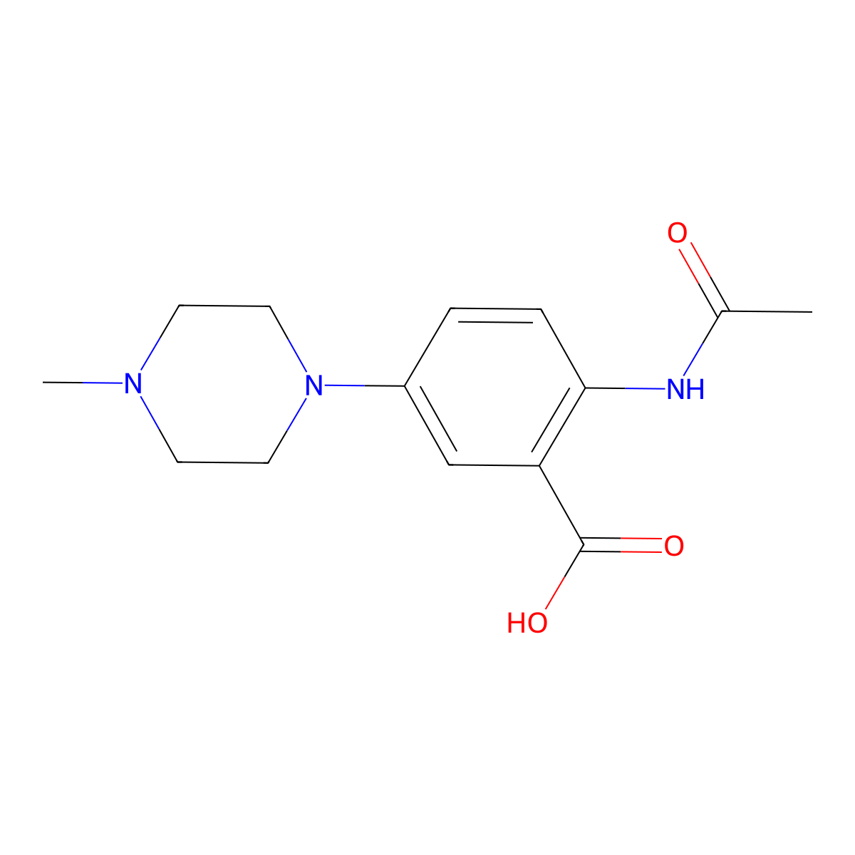 2-Acetamido-5-(4-methylpiperazin-1-yl)benzoic acid molecular structure, CAS 1276450-60-2
