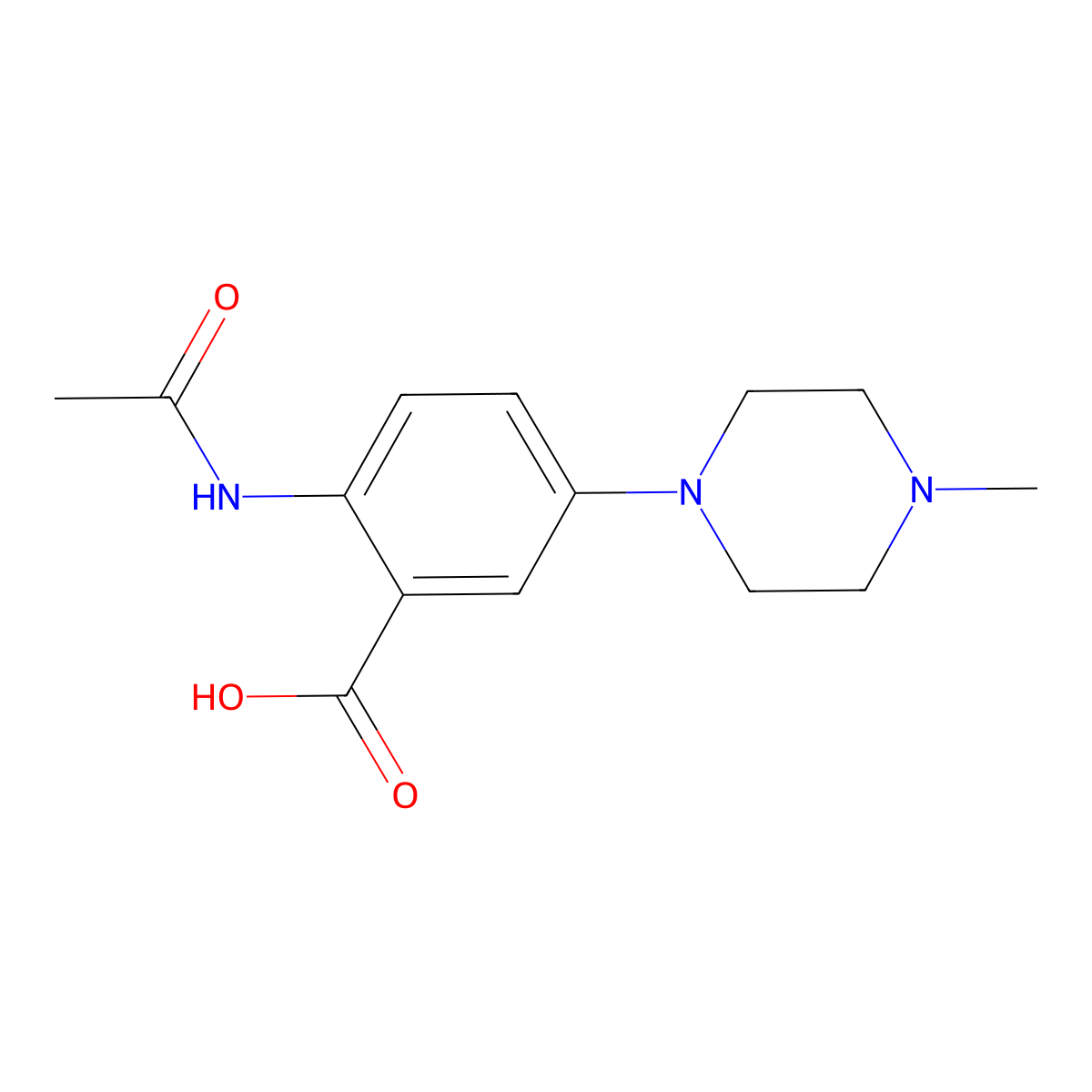 2-Acetamido-5-(4-methylpiperazin-1-yl)benzoic acid molecular structure, CAS 1276450-60-2
