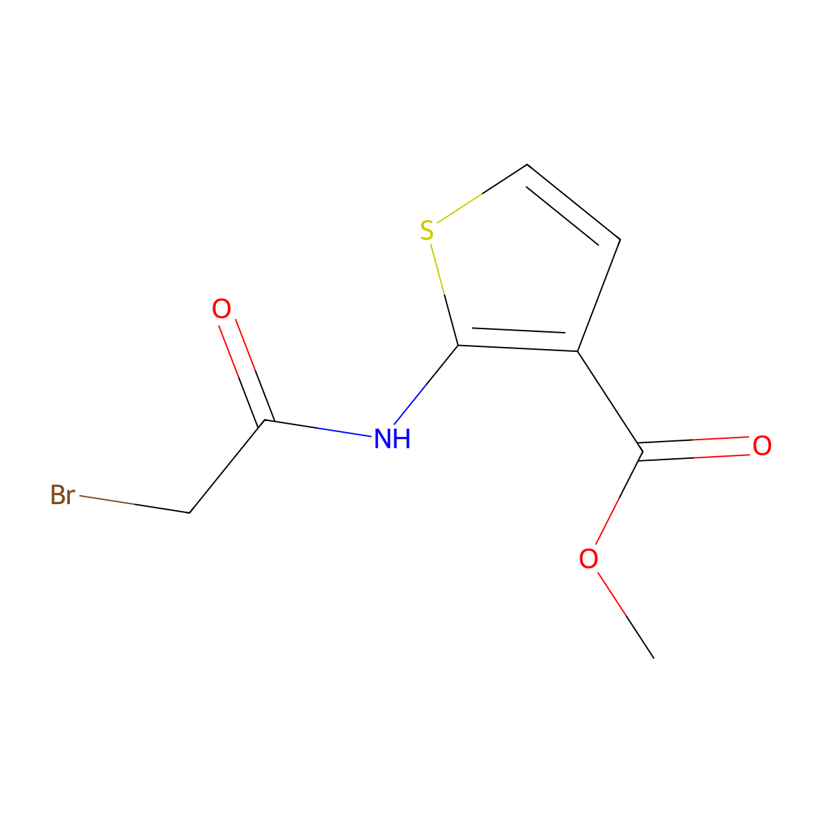 Methyl-2-bromoacetamidothiophene-3-carboxylate molecular structure, CAS 127648-94-6