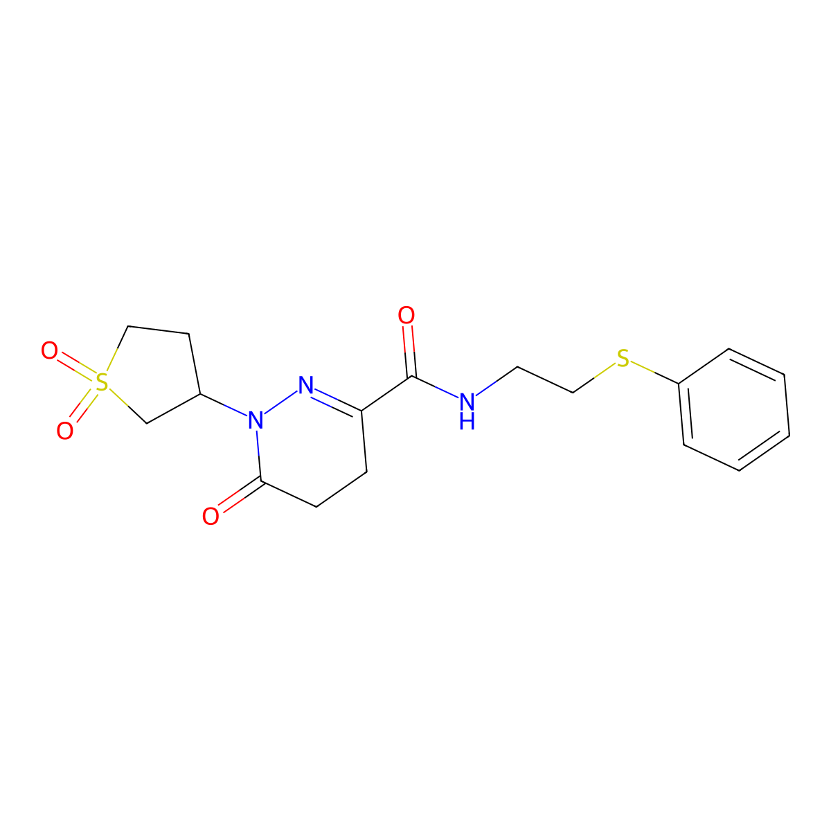 1-(1,1-dioxidotetrahydrothiophen-3-yl)-6-oxo-N-[2-(phenylsulfanyl)ethyl]-1,4,5,6-tetrahydropyridazine-3-carboxamide molecular structure, CAS 1276490-88-0