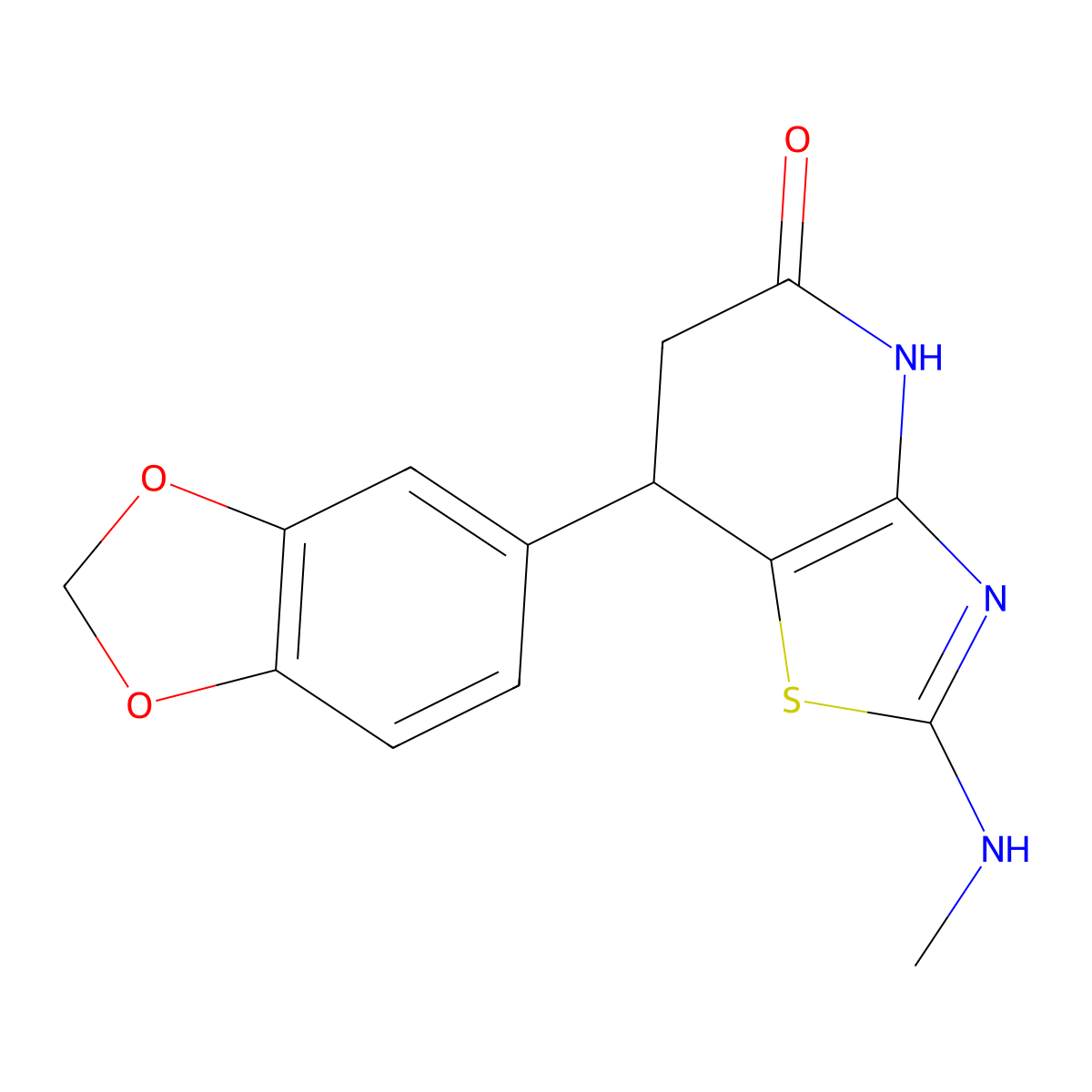 7-(2H-1,3-Benzodioxol-5-yl)-2-(methylamino)-4H,6H,7H-[1,3]thiazolo[4,5-b]pyridin-5-one molecular structure, CAS 1276508-89-4